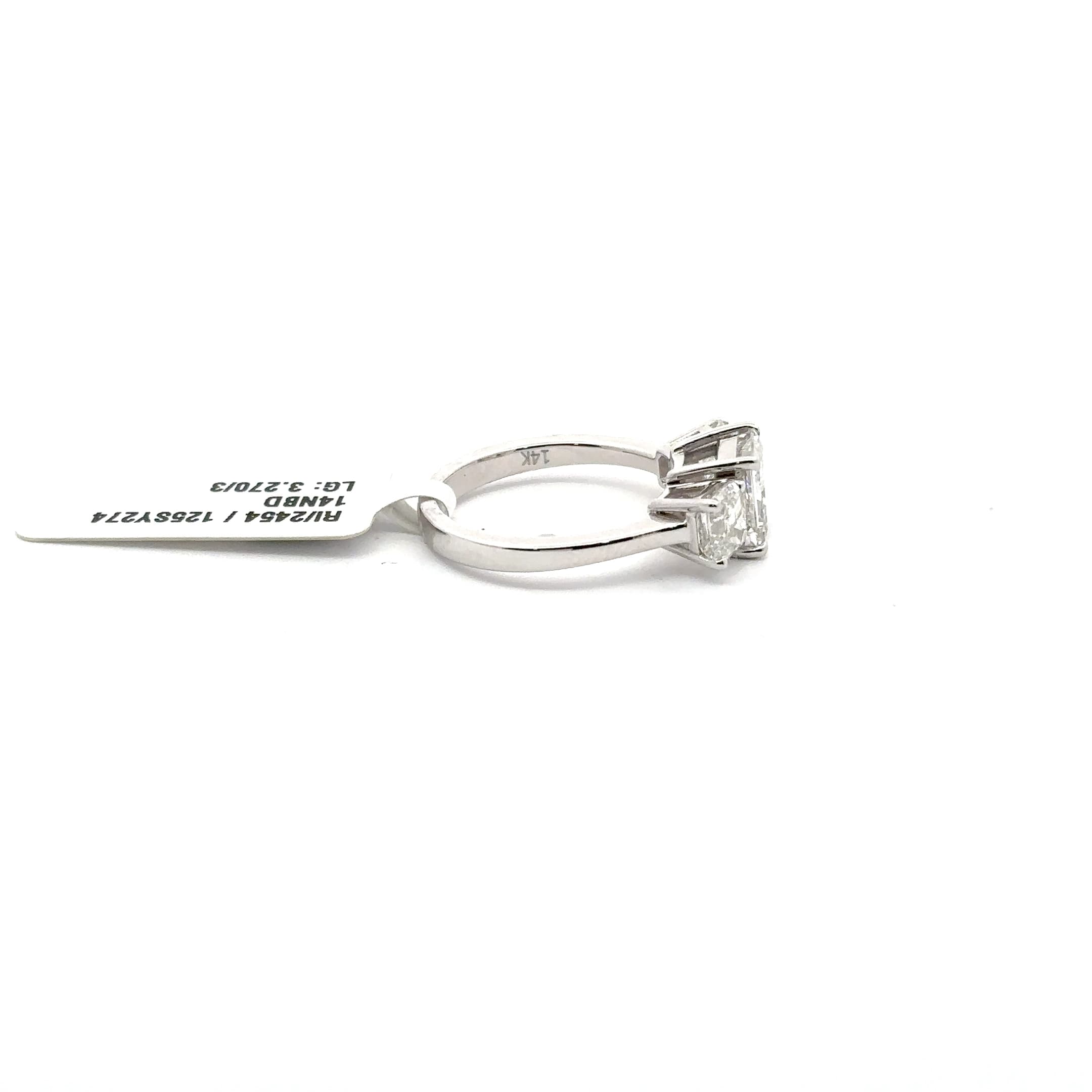 White Gold Three-Stone Princess Cut Diamond Ring 5