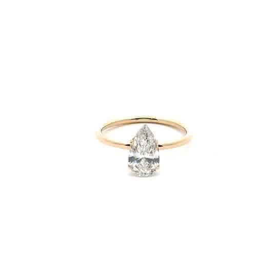 Pear-Cut Diamond Solitaire Ring in Yellow Gold
