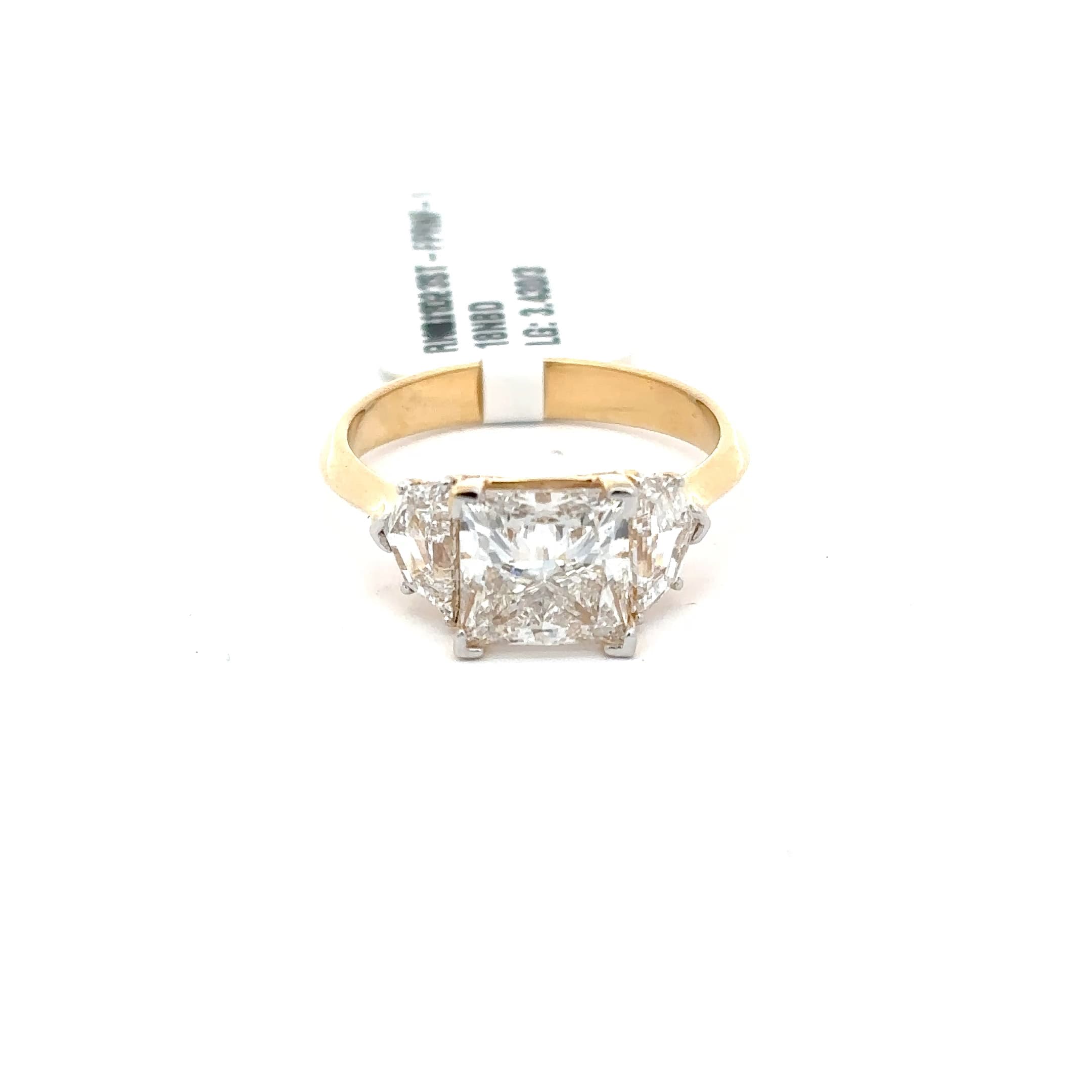 Yellow Gold Multistone Ring with Princess Cut Diamond 2