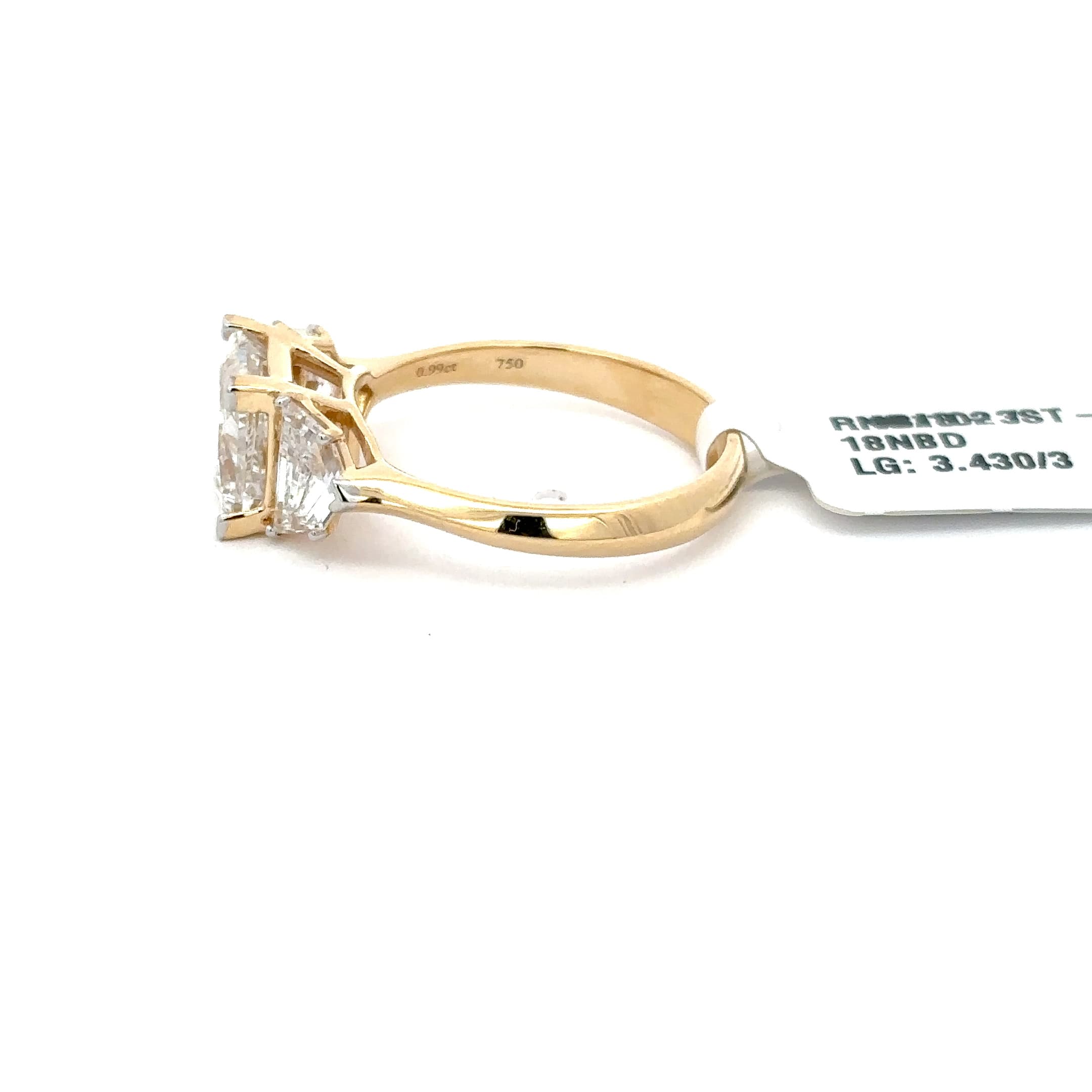 Yellow Gold Multistone Ring with Princess Cut Diamond 3