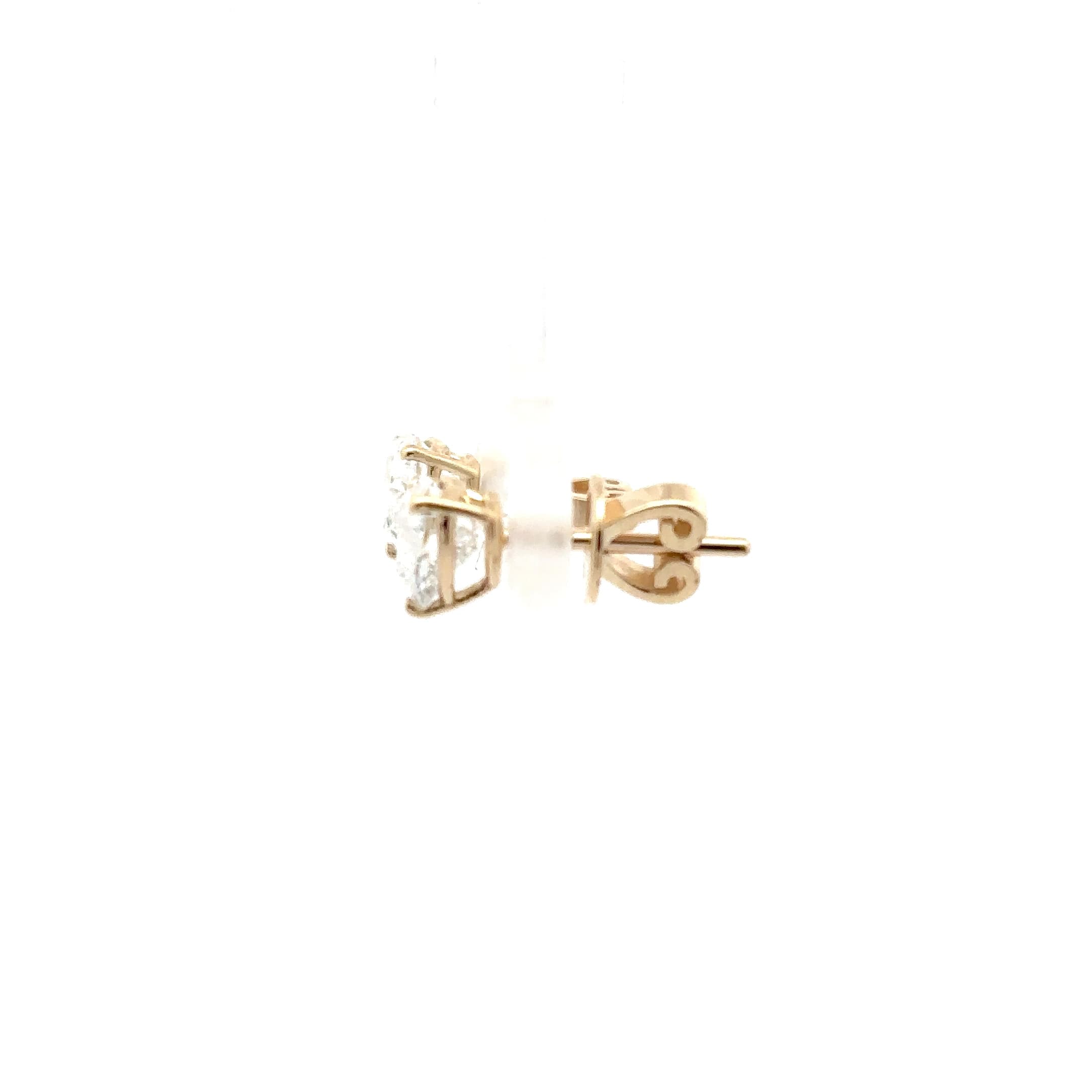 Heart Shaped Brilliant Cut Diamond Yellow Gold Stud Earrings 3