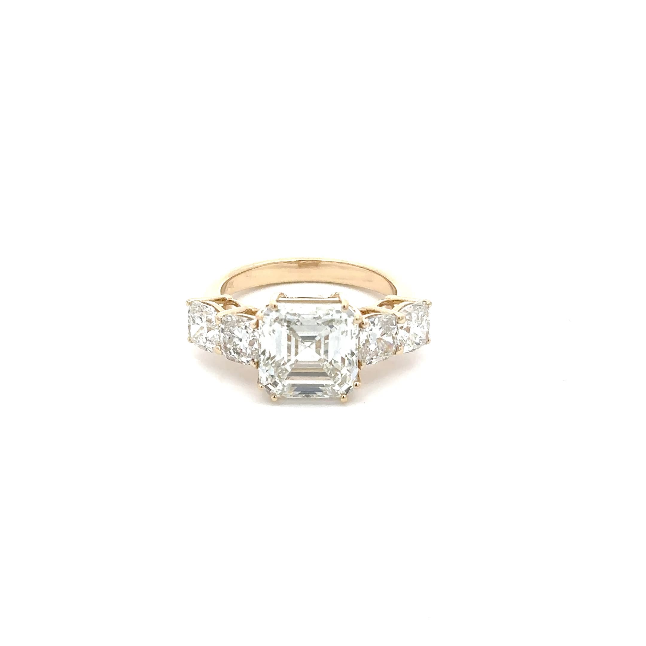 Yellow Gold Multistone Ring with Square Step Cut Diamond 2