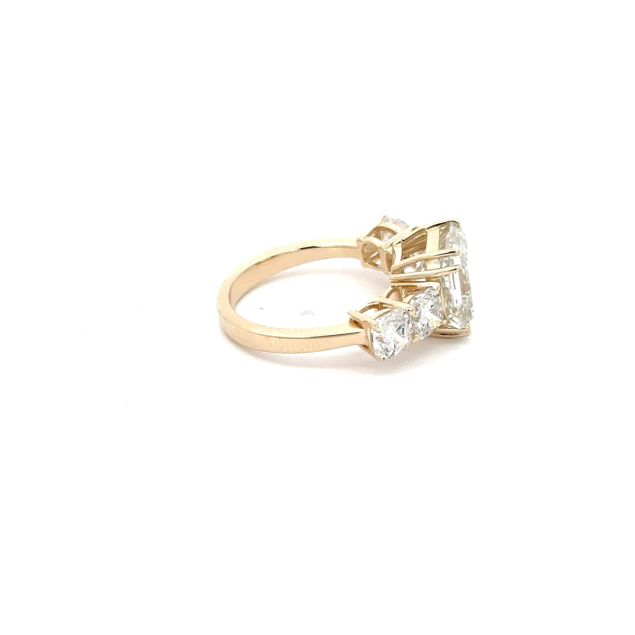 Yellow Gold Multistone Ring with Square Step Cut Diamond 5
