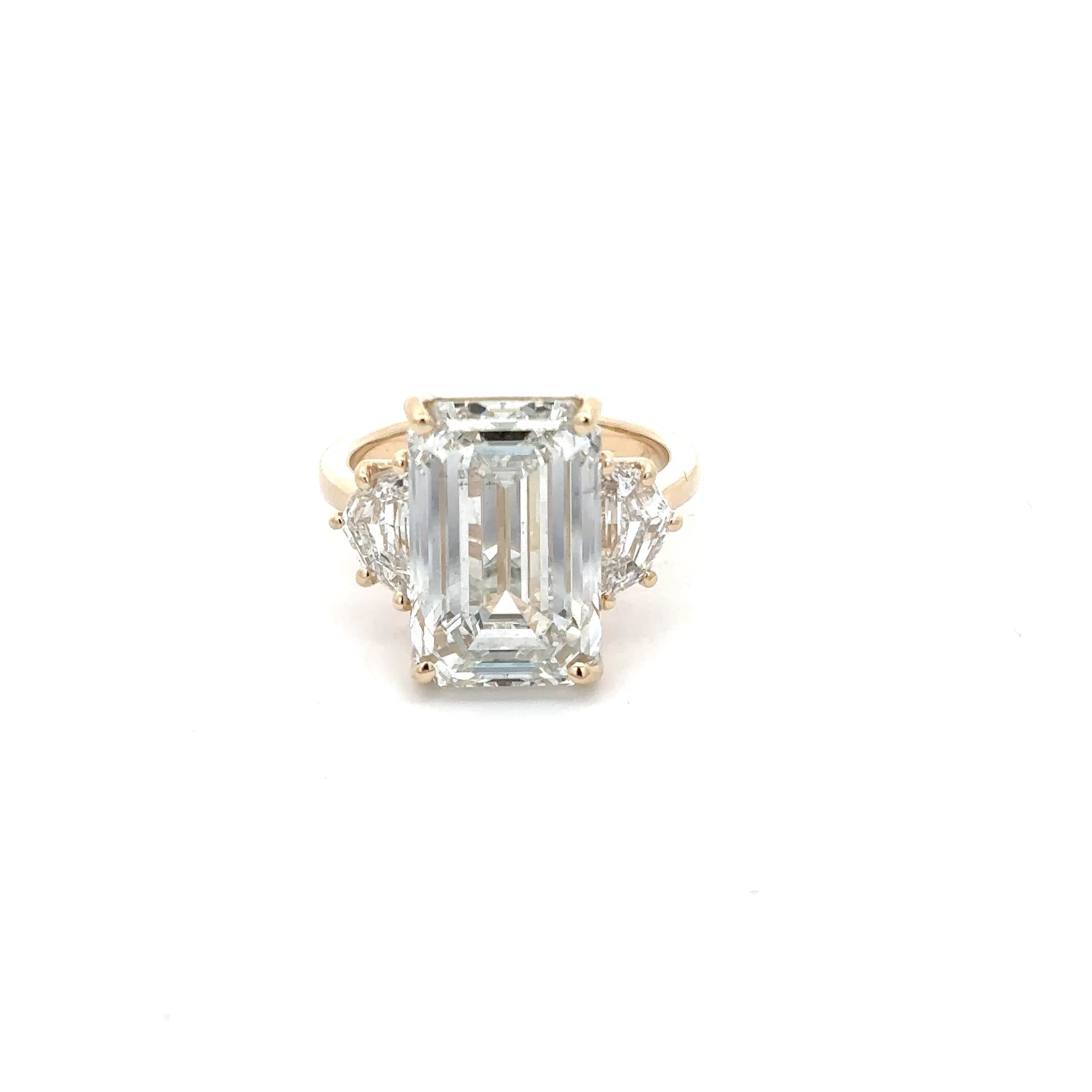 Yellow Gold Ring with Emerald Cut Diamond Center Stone 2