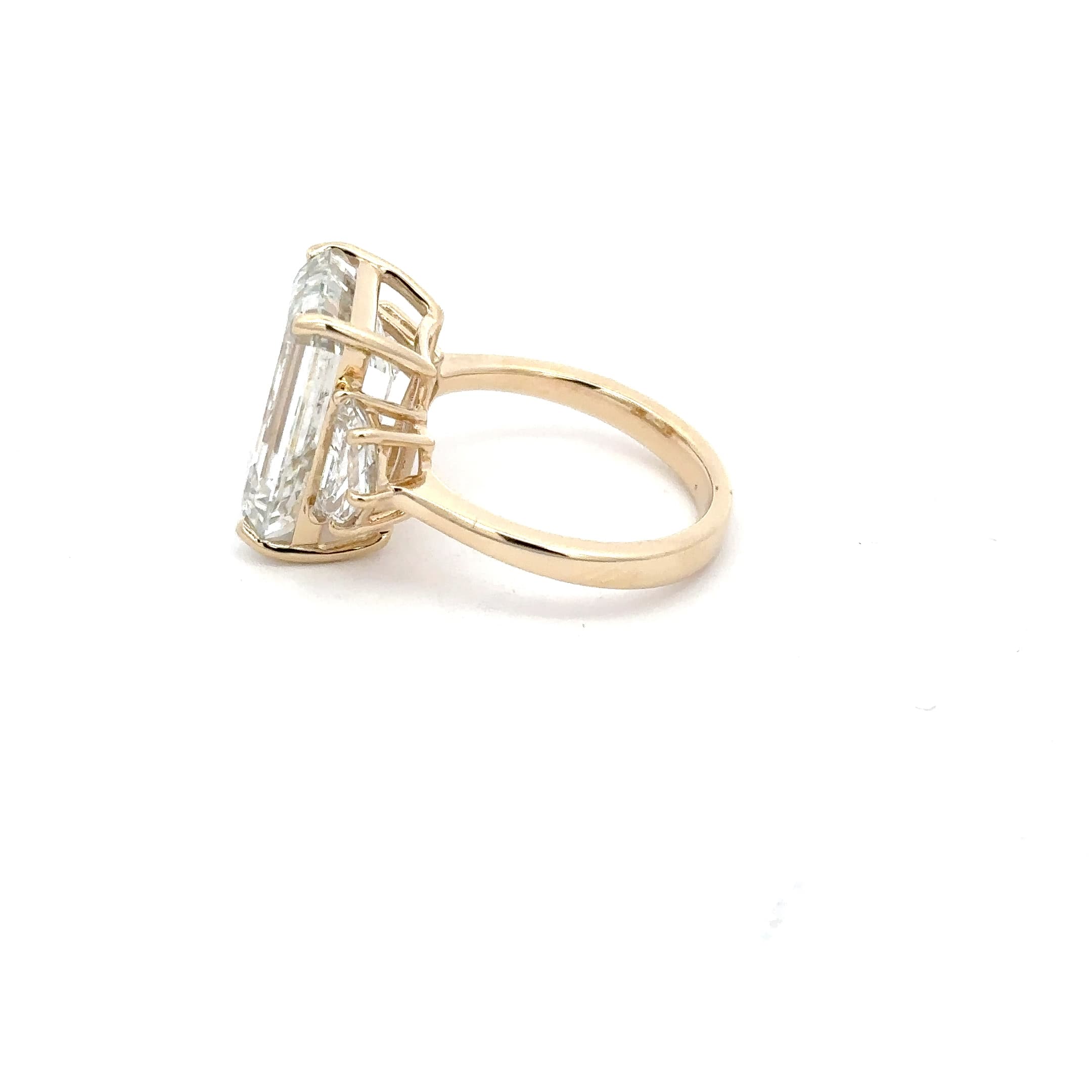 Yellow Gold Ring with Emerald Cut Diamond Center Stone 3