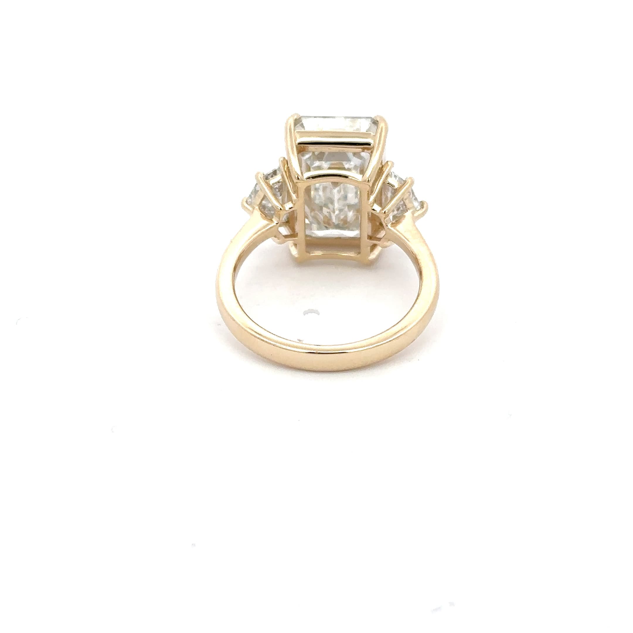 Yellow Gold Ring with Emerald Cut Diamond Center Stone 4