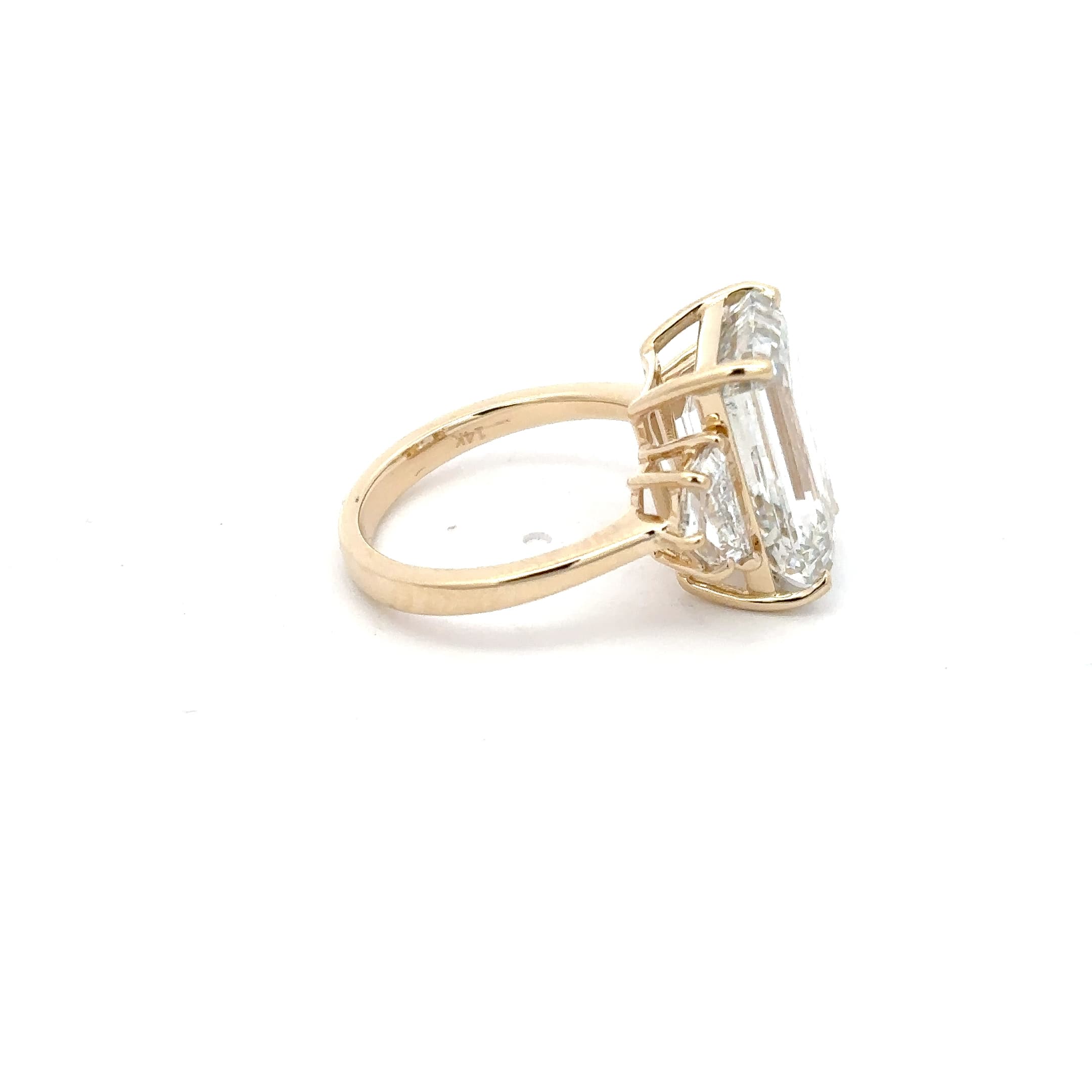 Yellow Gold Ring with Emerald Cut Diamond Center Stone 5