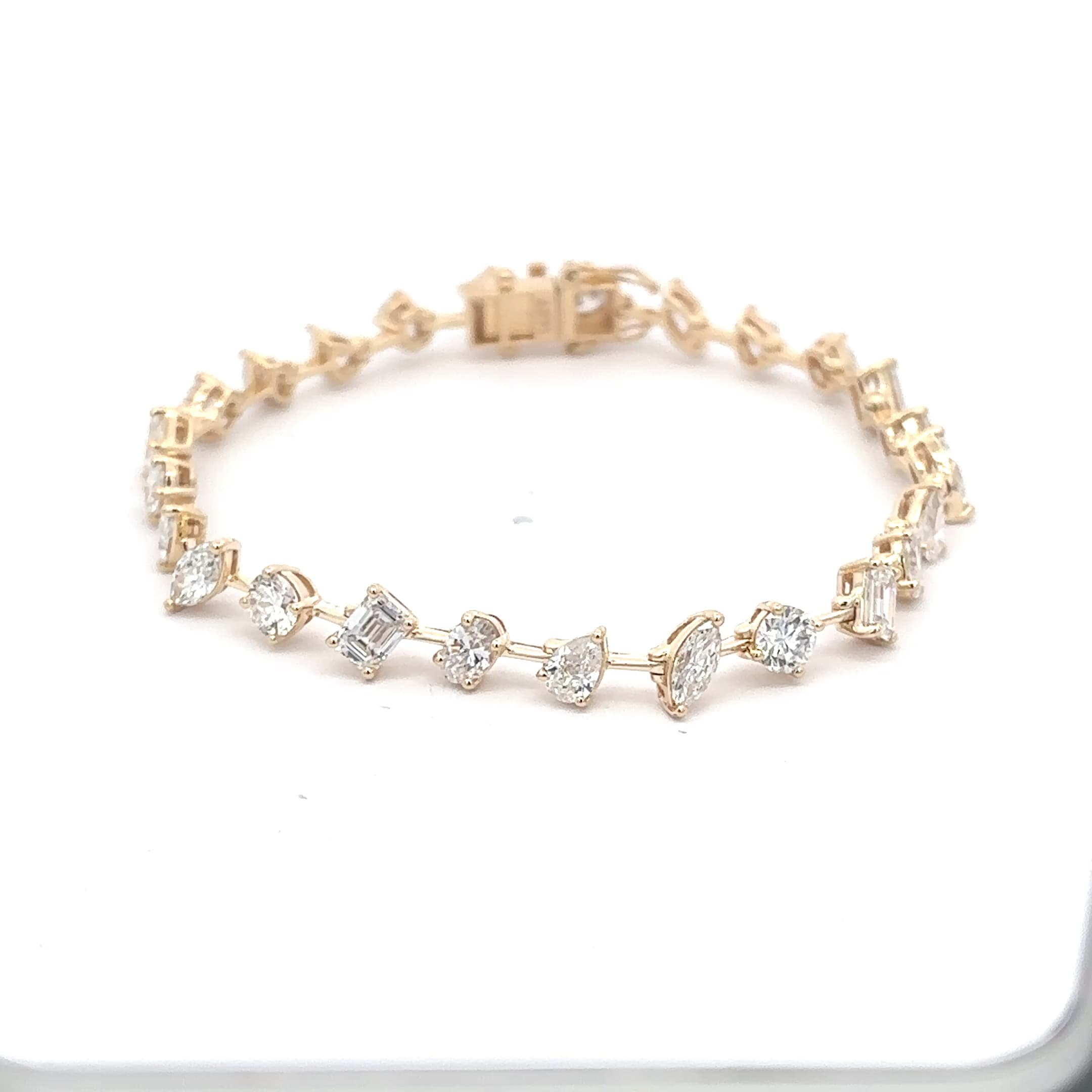 Yellow Gold Tennis Bracelet with mix fancy shape Diamonds 2