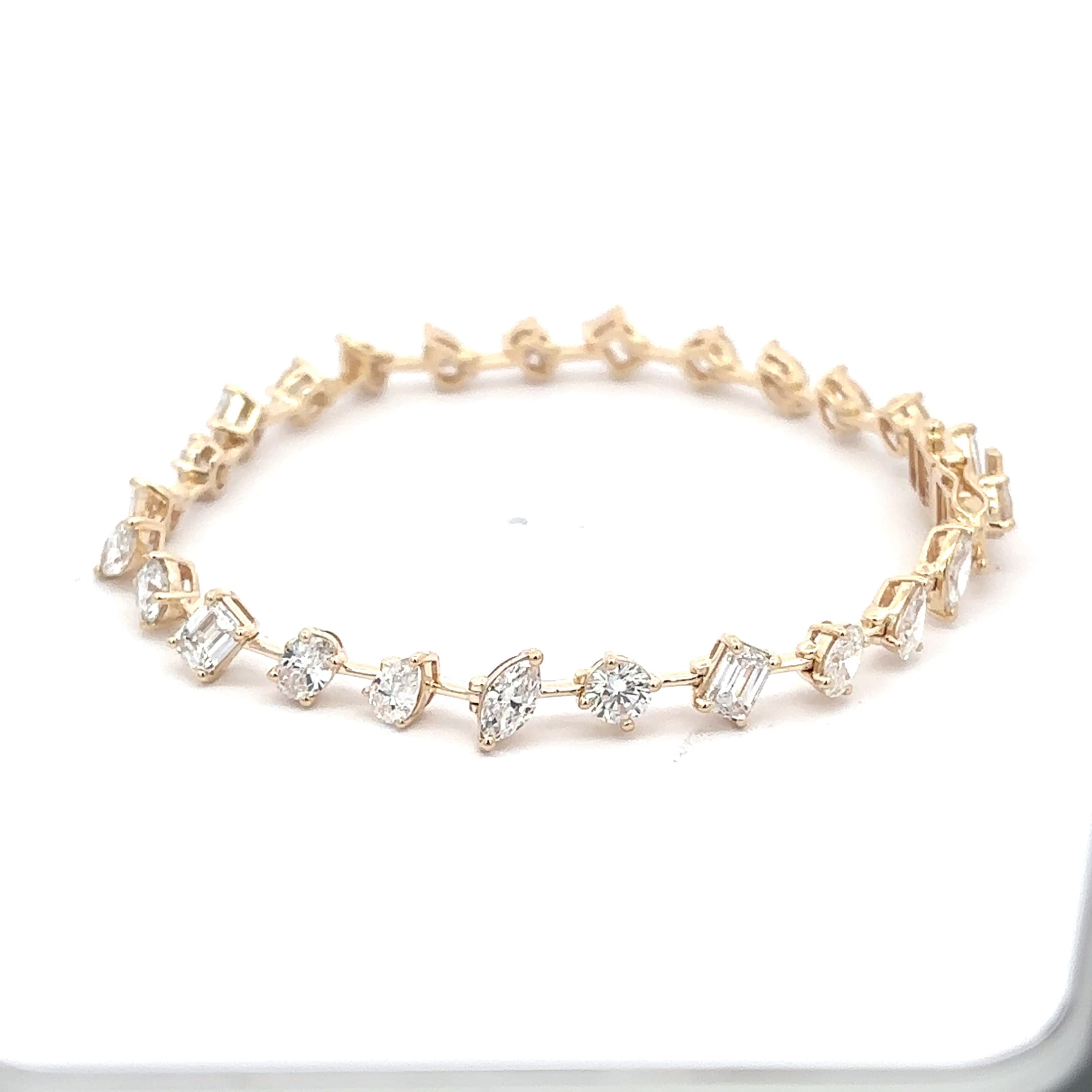Yellow Gold Tennis Bracelet with mix fancy shape Diamonds 3
