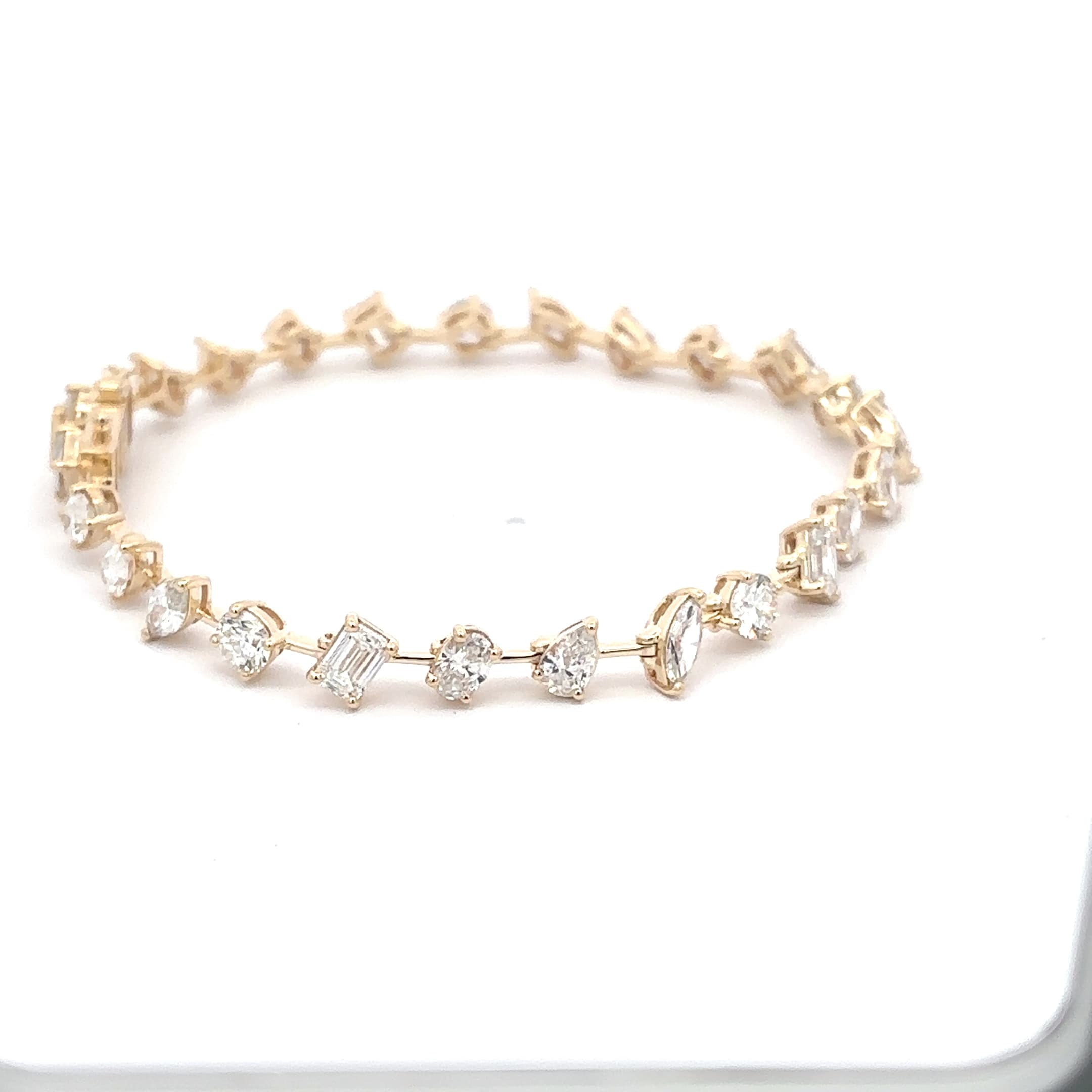 Yellow Gold Tennis Bracelet with mix fancy shape Diamonds 5