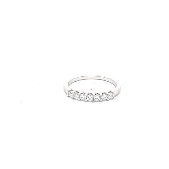 Silver Multi-Stone Ring with Brilliant-Cut Diamonds in White Gold Finish