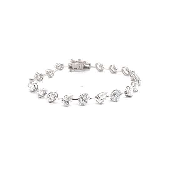 White Gold Tennis Bracelet with Pear and Oval Cut Diamonds