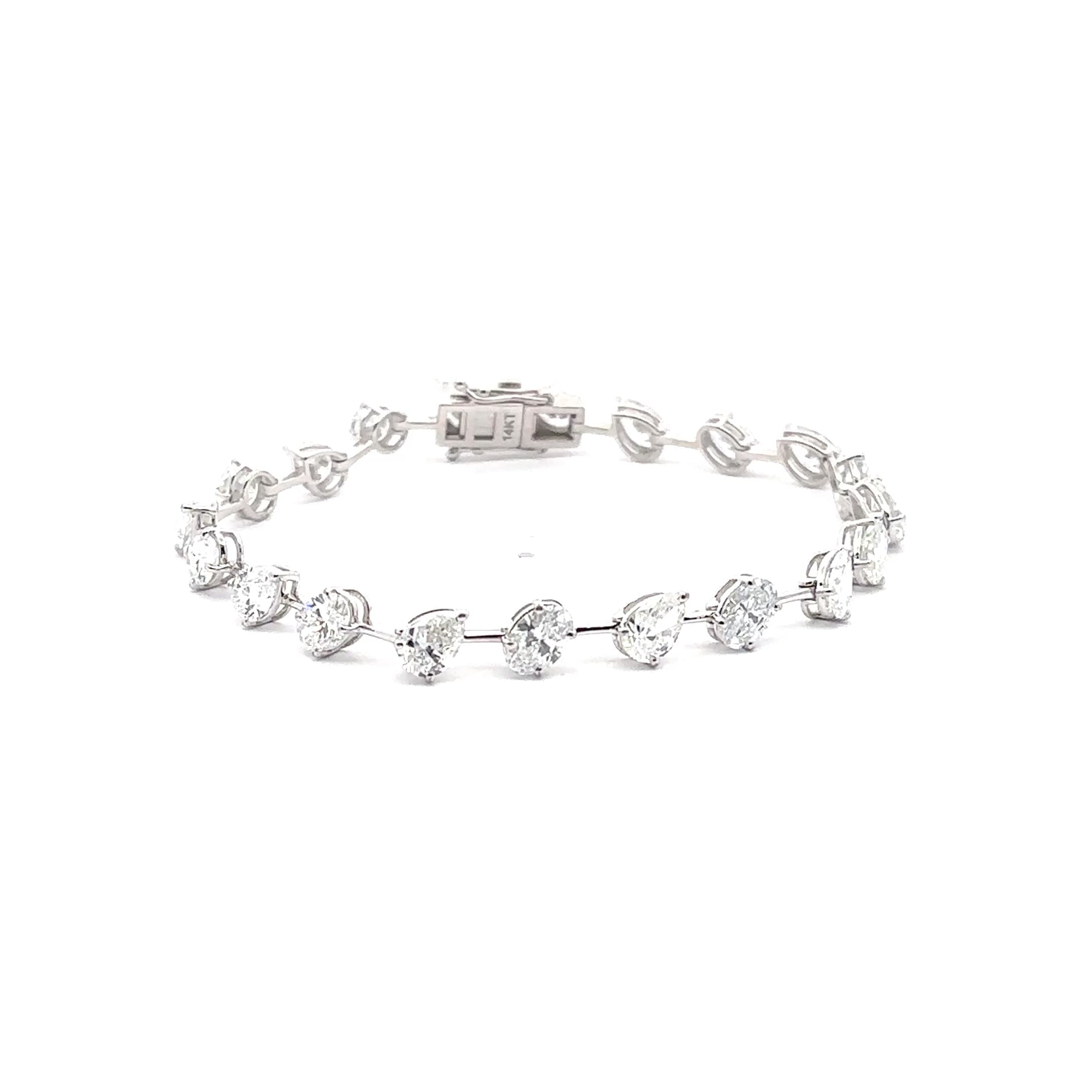 White Gold Tennis Bracelet with Pear and Oval Cut Diamonds 2