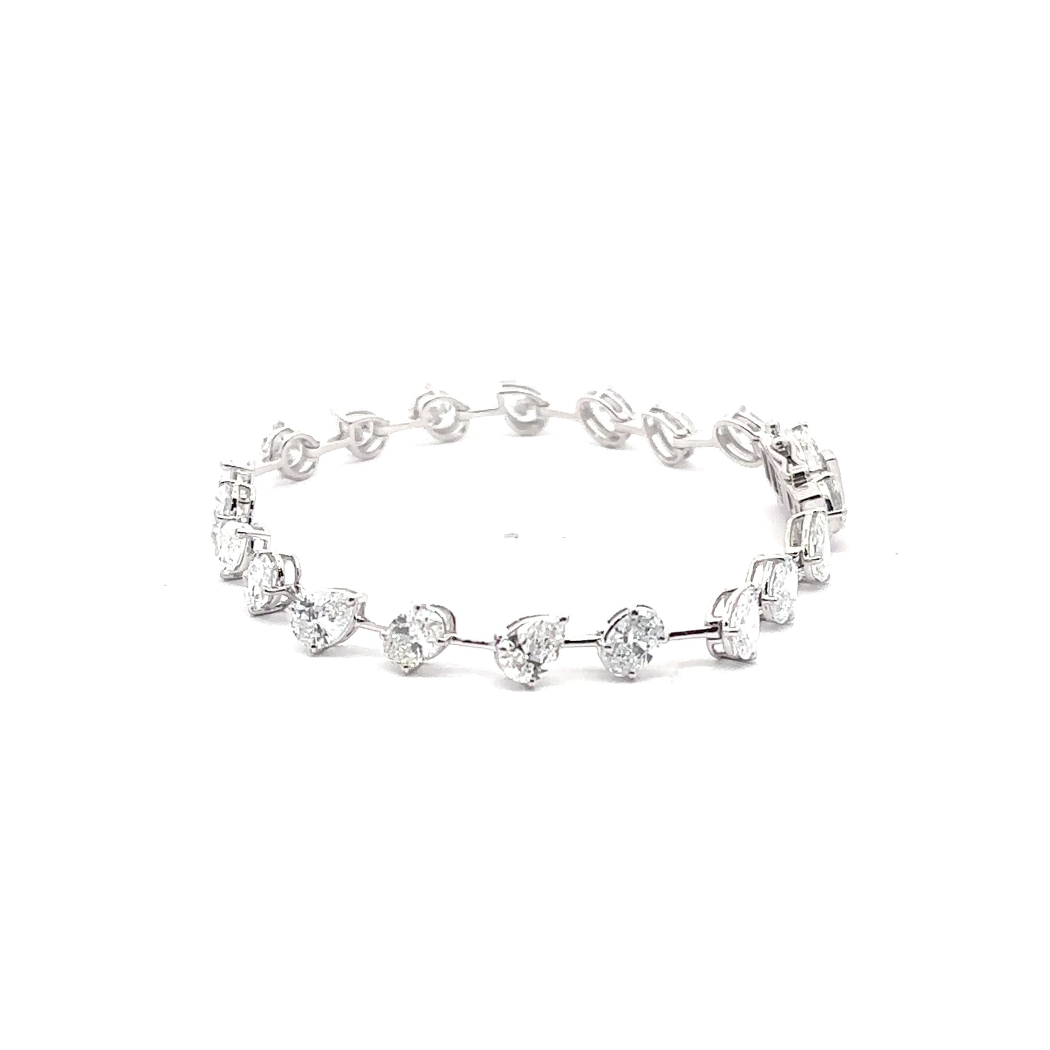 White Gold Tennis Bracelet with Pear and Oval Cut Diamonds 3