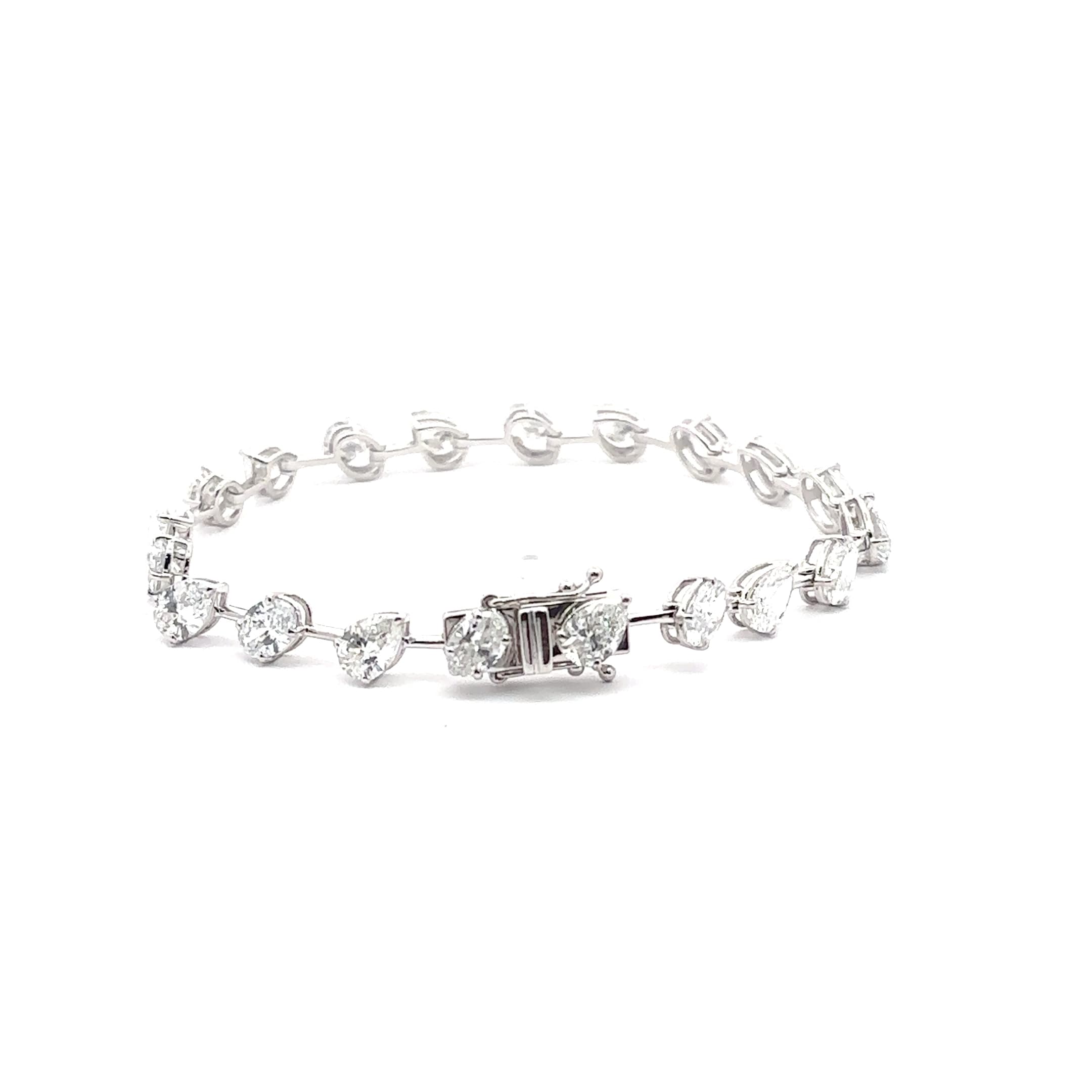 White Gold Tennis Bracelet with Pear and Oval Cut Diamonds 4