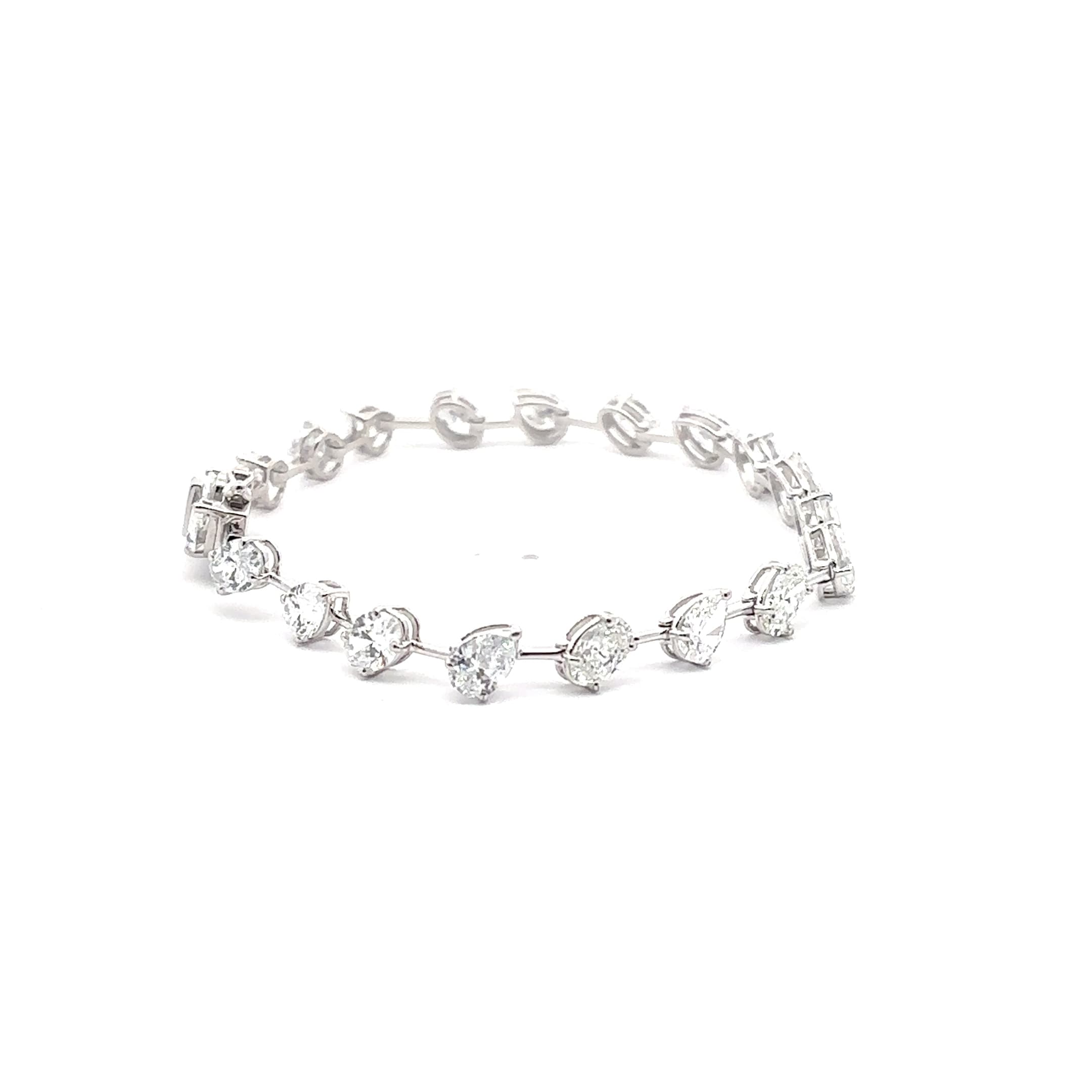 White Gold Tennis Bracelet with Pear and Oval Cut Diamonds 5