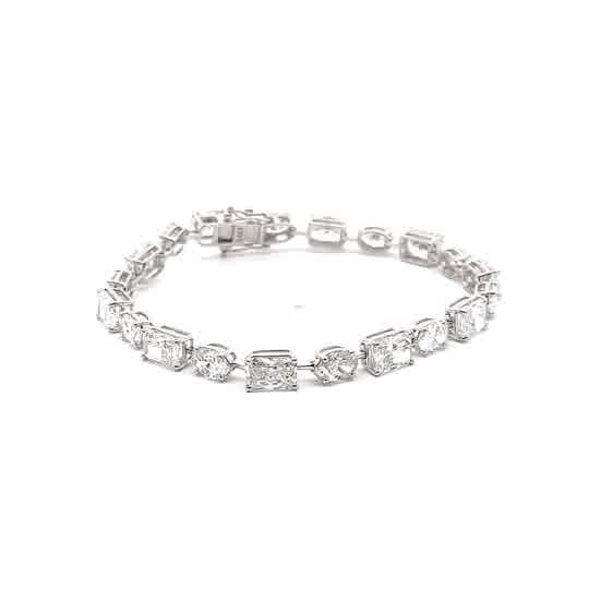 White Gold Tennis Bracelet with Oval and Radiant Cut Diamond
