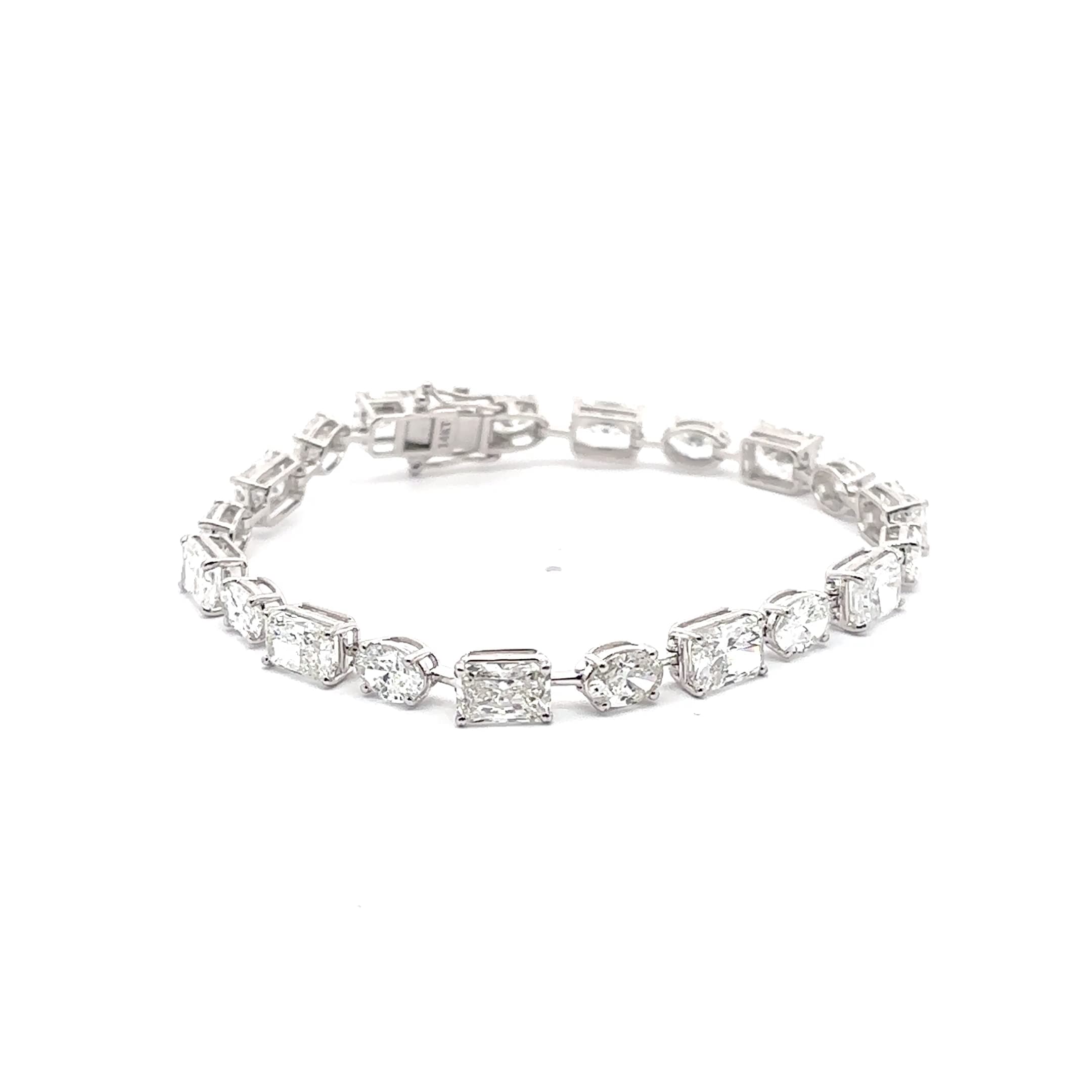 White Gold Tennis Bracelet with Oval and Radiant Cut Diamond 2