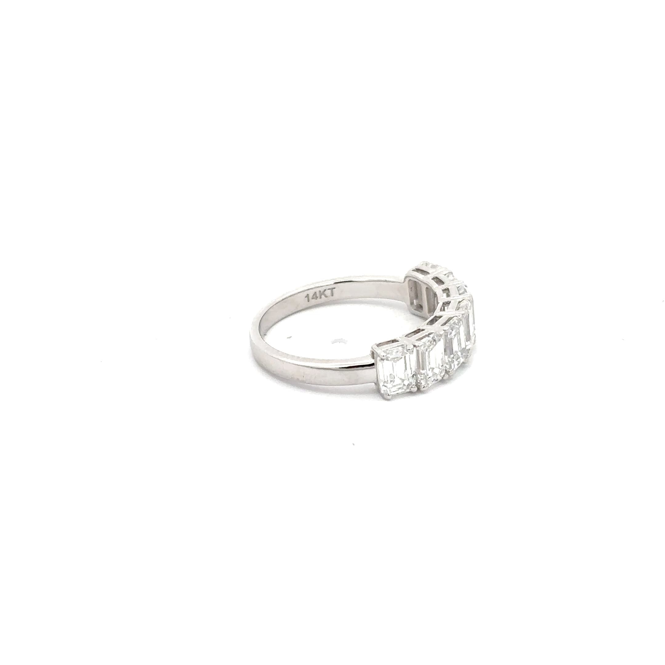 White Gold Eternity Ring with Emerald Cut Diamonds 5
