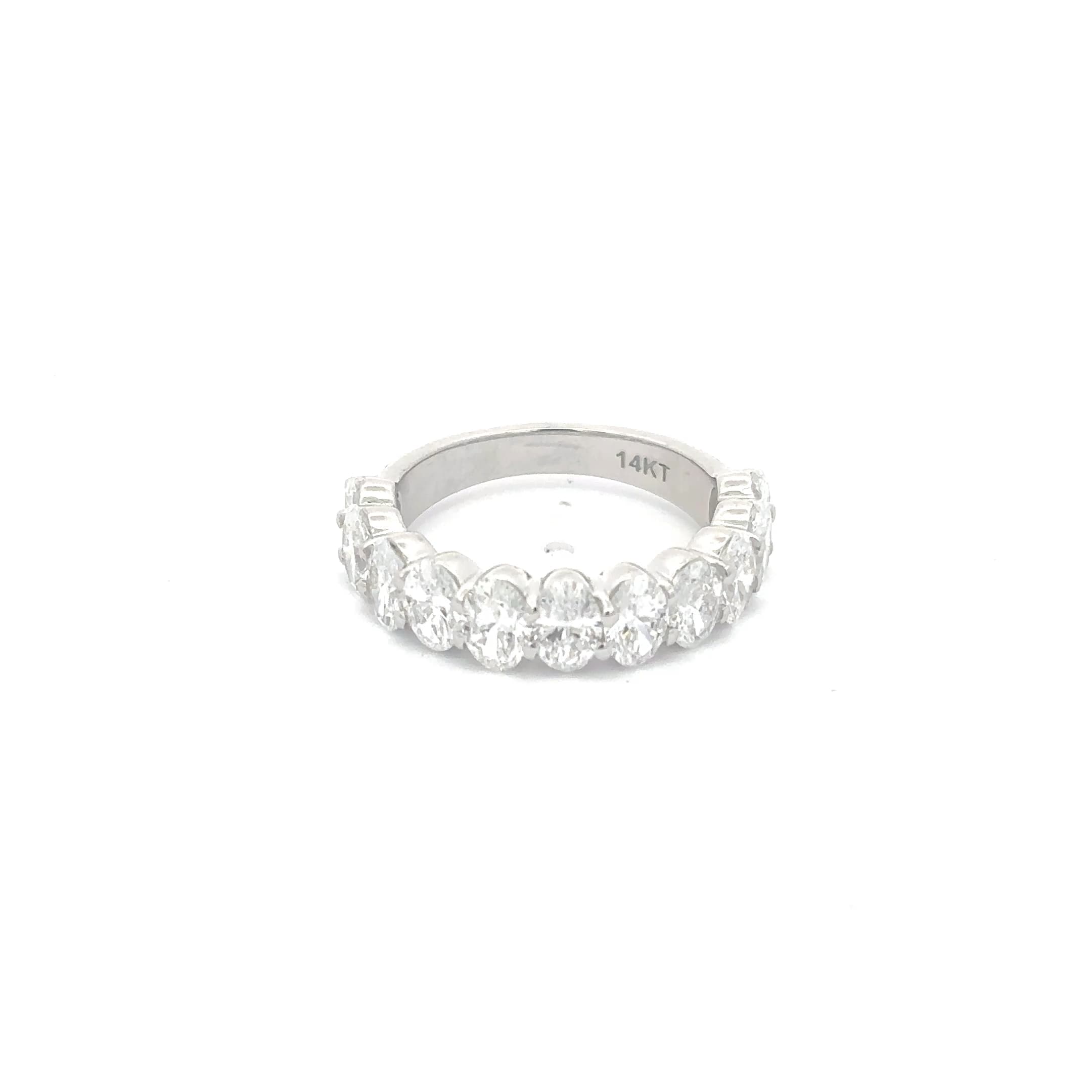 14K T White Gold Oval Diamond Eternity Ring 2