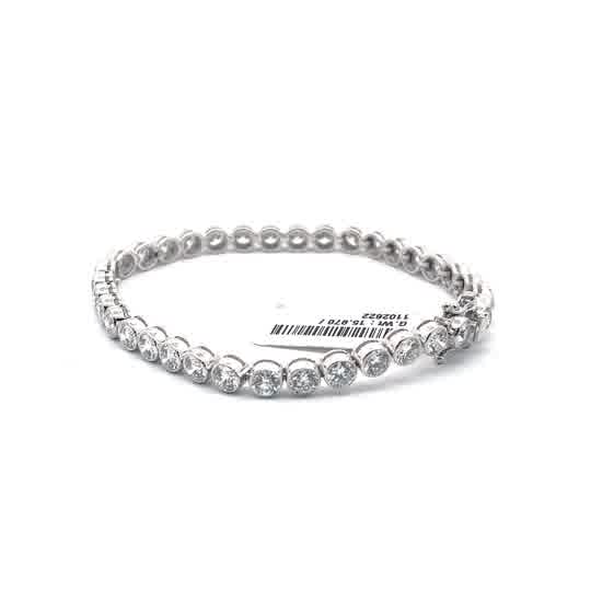 Round Bezel Tennis Bracelet in White Gold
