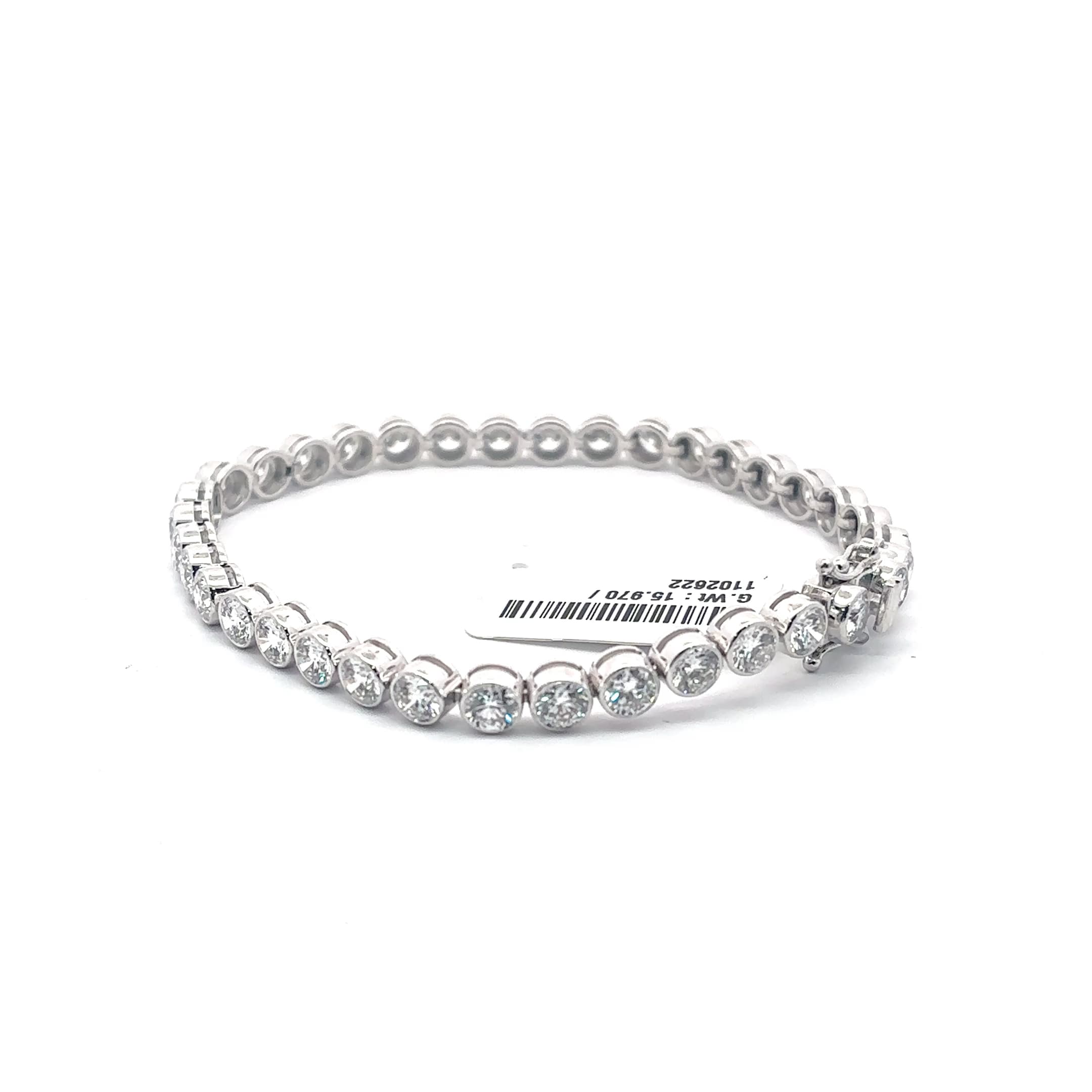 Round Bezel Tennis Bracelet in White Gold 2
