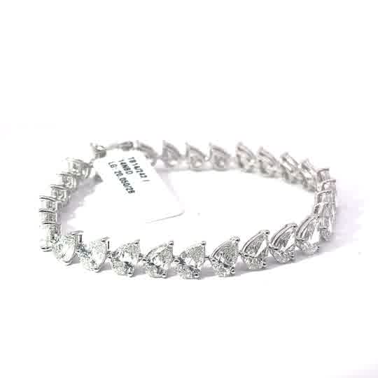 White Gold Tennis Bracelet with Pear Cut Diamonds