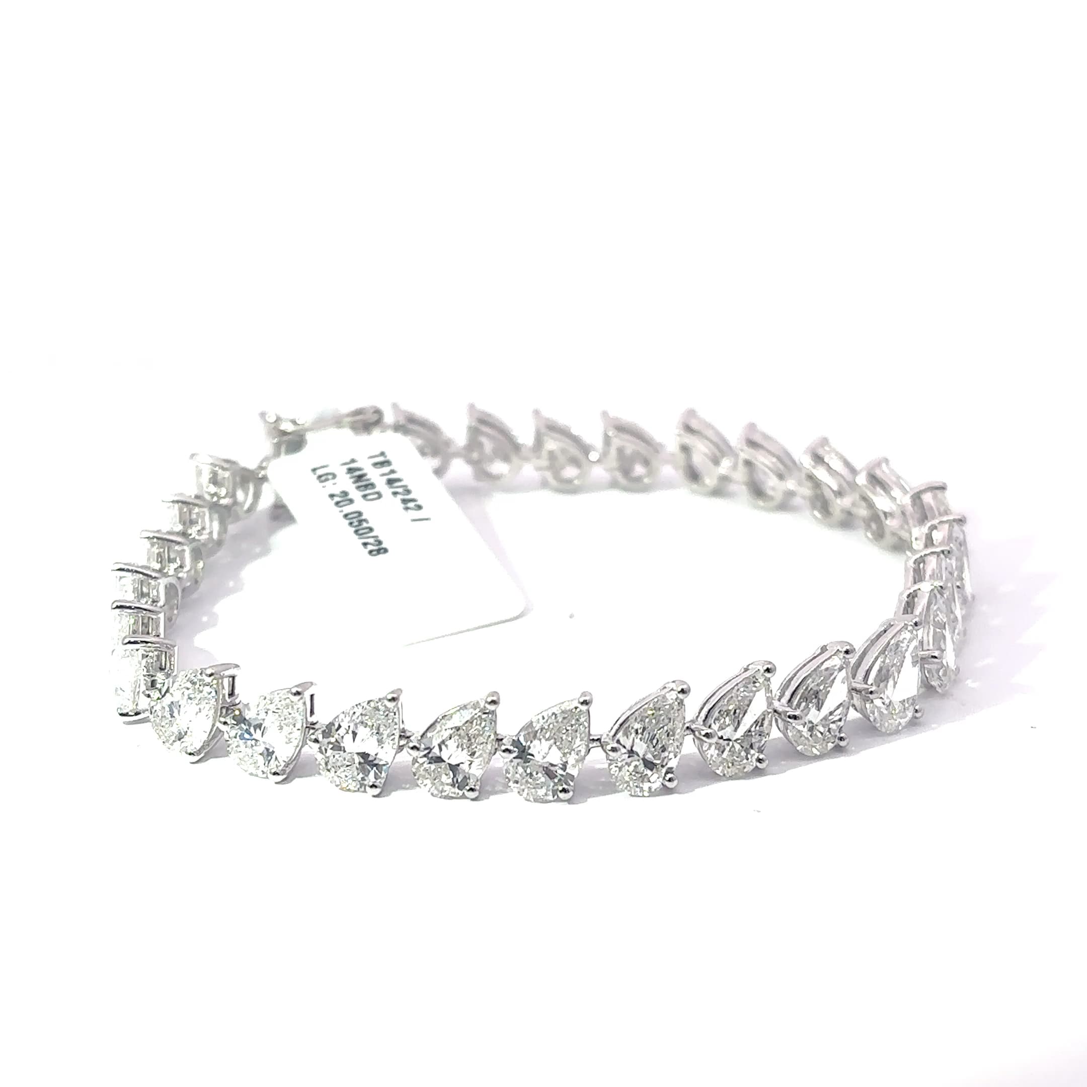 White Gold Tennis Bracelet with Pear Cut Diamonds 2