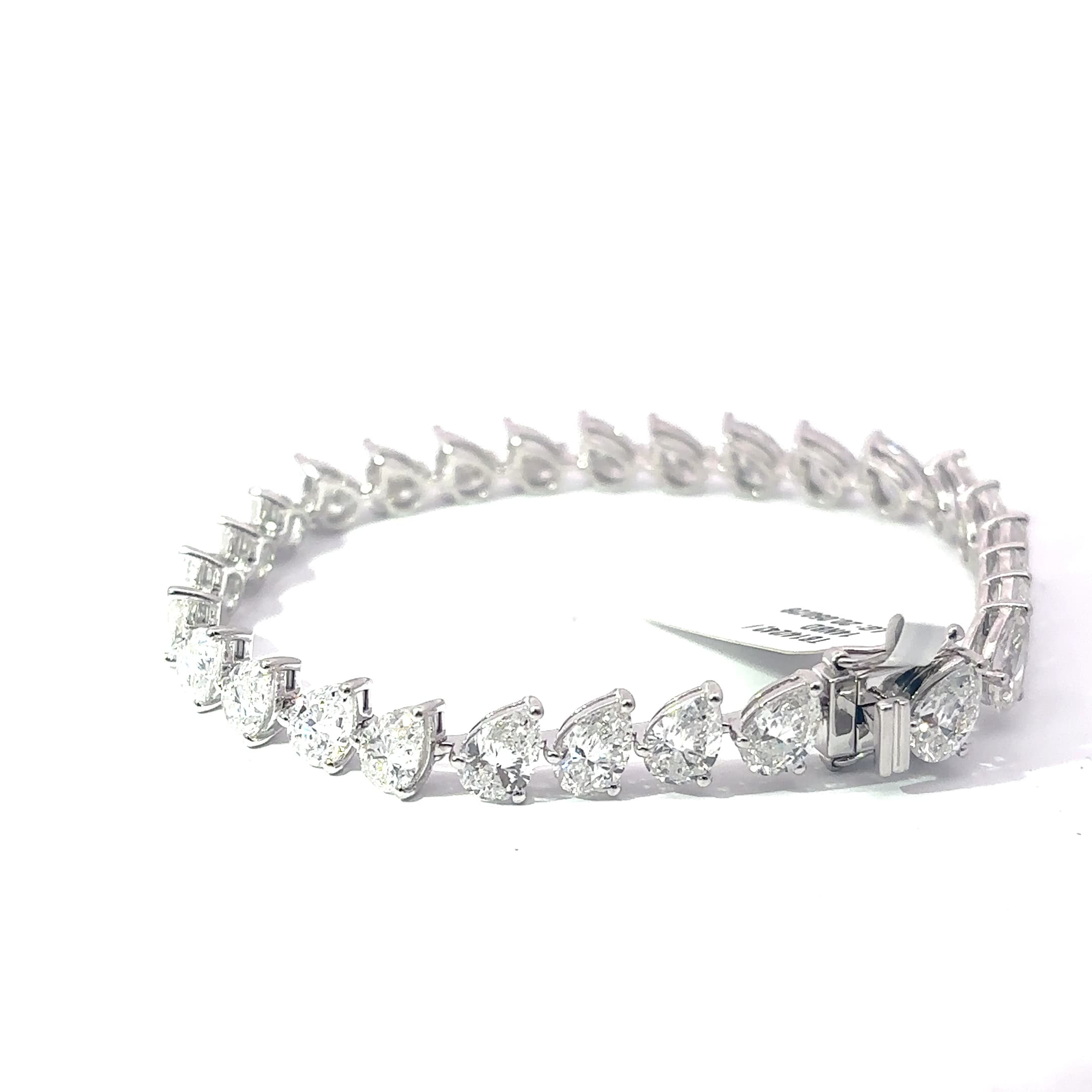 White Gold Tennis Bracelet with Pear Cut Diamonds 4