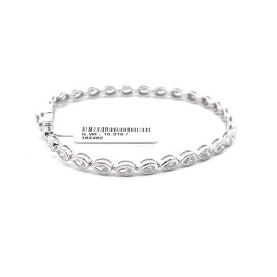 White Gold Diamond Pear-Shaped Tennis Bracelet