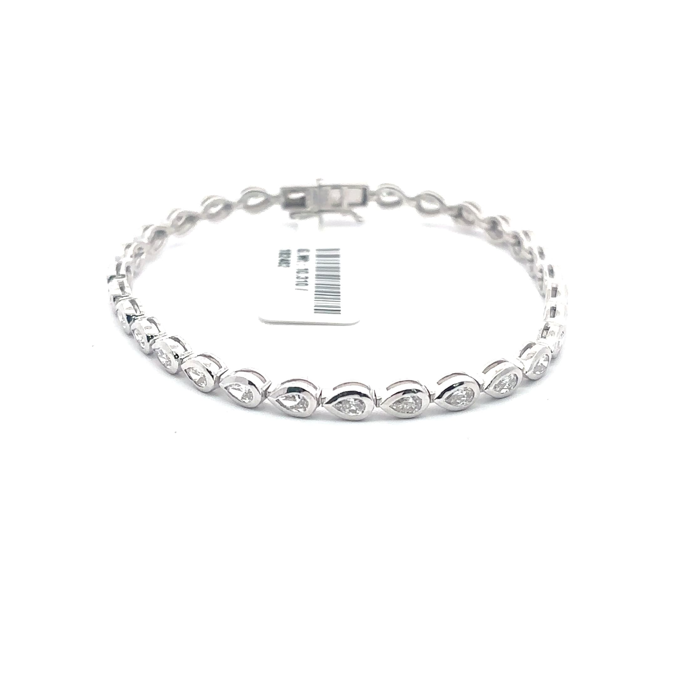 White Gold Diamond Pear-Shaped Tennis Bracelet 3