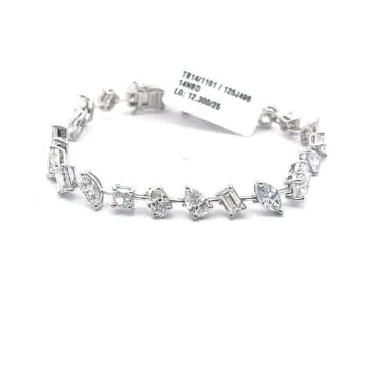 Diamond Tennis Bracelet in White Gold with Mixed Cut Diamonds