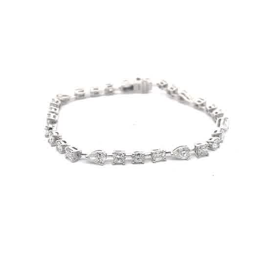 Tennis Bracelet with fancy mix shapes Diamonds in White Gold