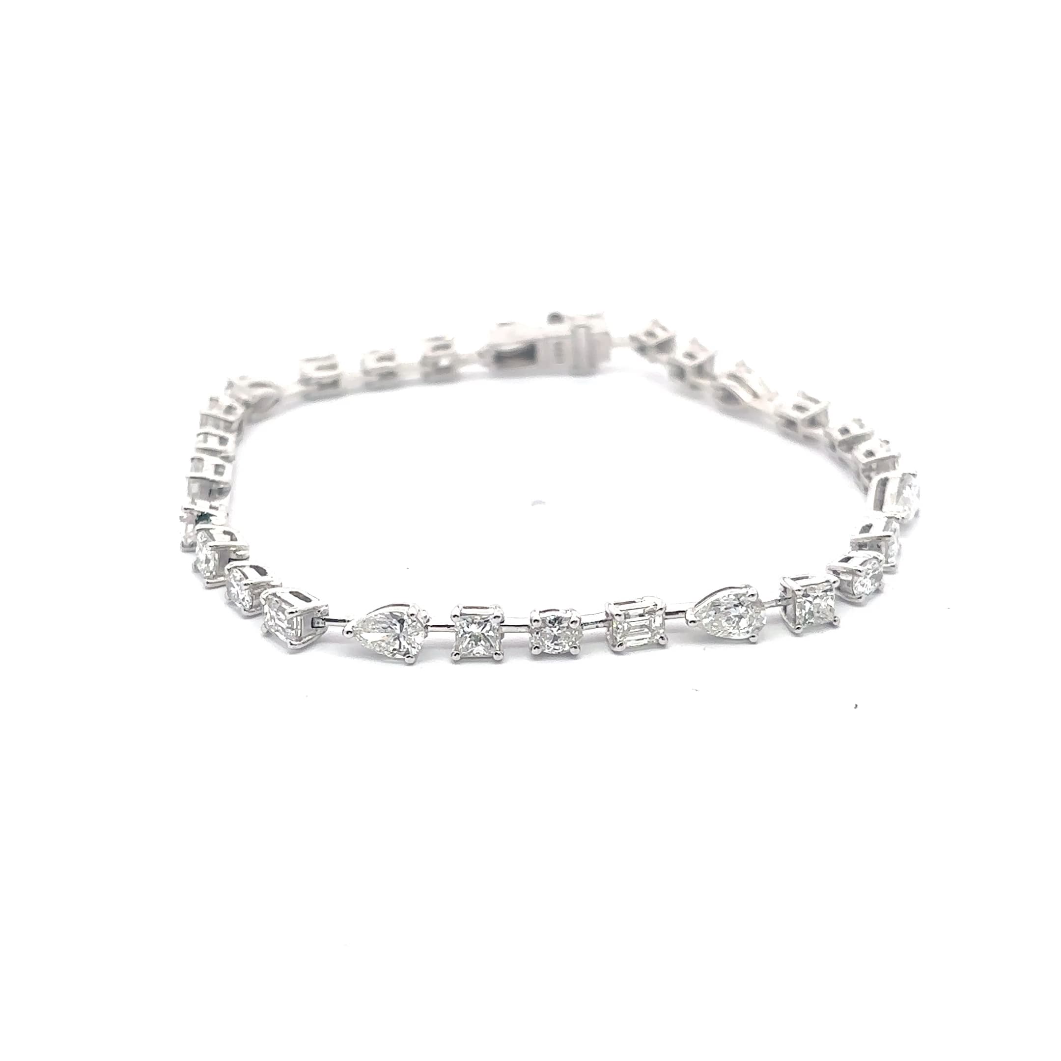 Tennis Bracelet with fancy mix shapes Diamonds in White Gold 2