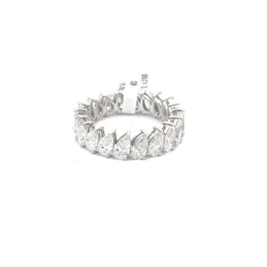 Eternity Band with Pear Cut Diamond Halo, White Gold Setting
