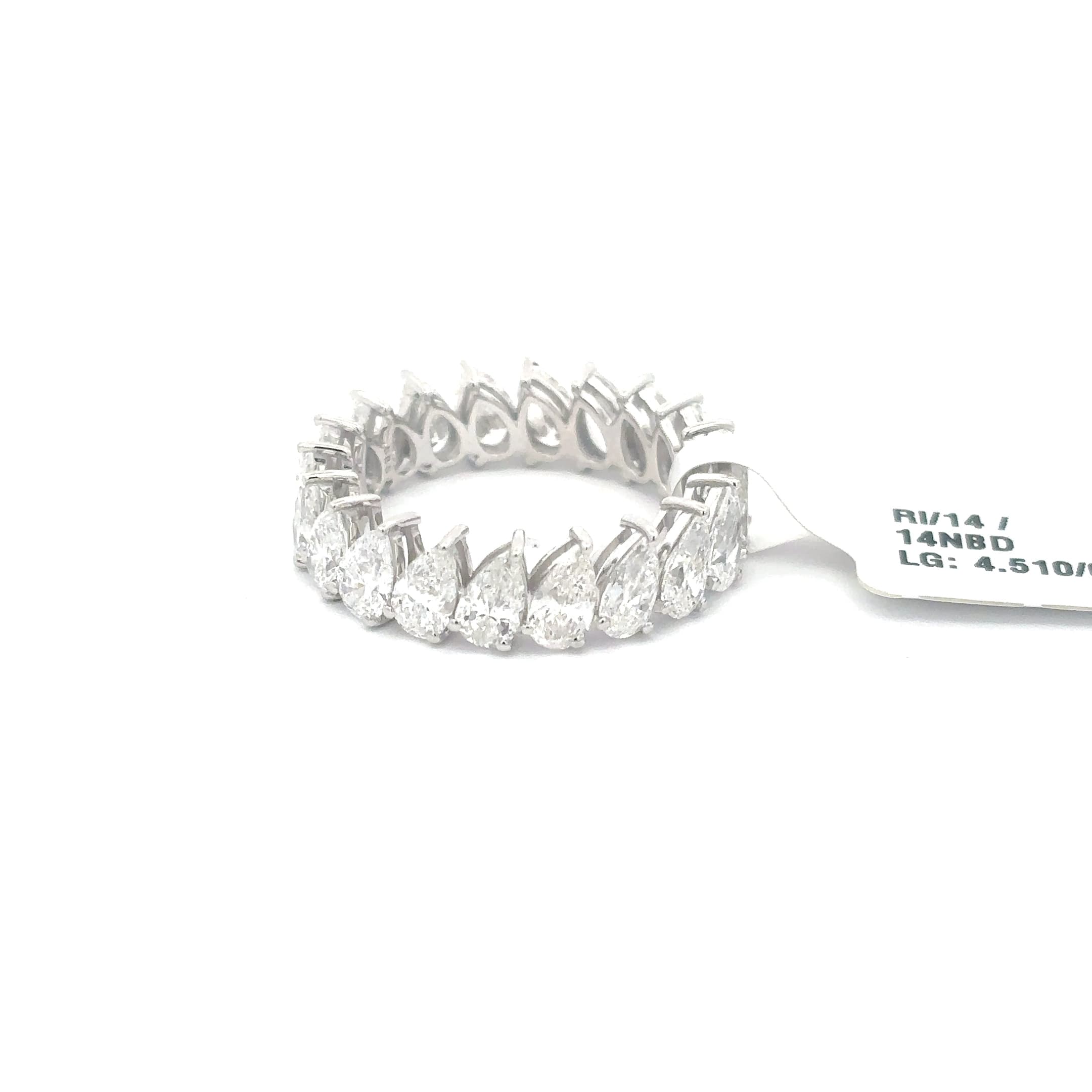Eternity Band with Pear Cut Diamond Halo, White Gold Setting 3