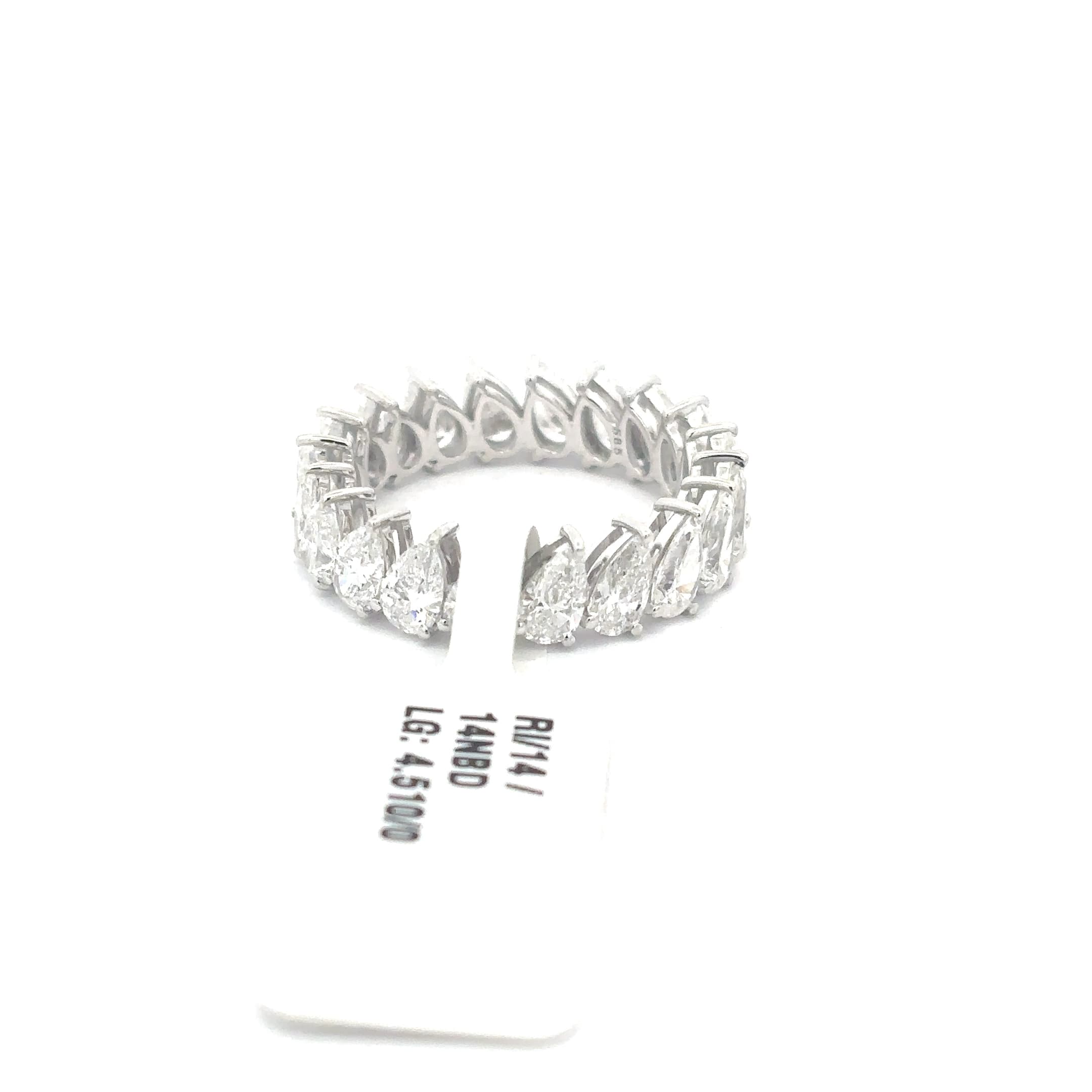 Eternity Band with Pear Cut Diamond Halo, White Gold Setting 4