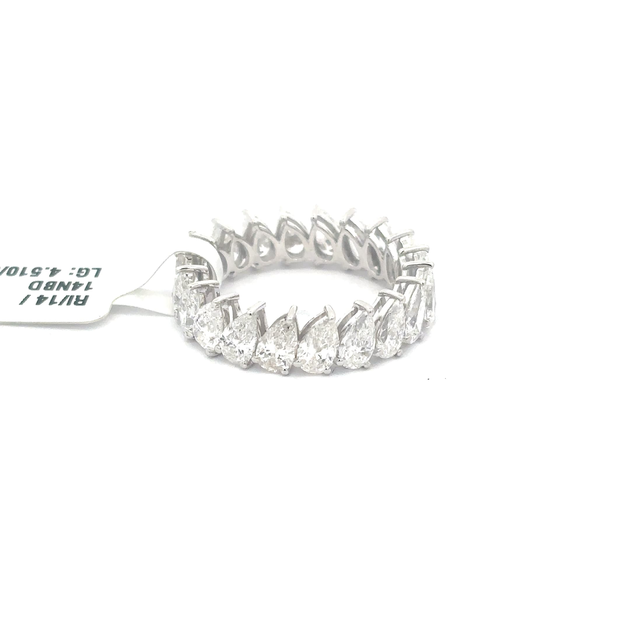 Eternity Band with Pear Cut Diamond Halo, White Gold Setting 5