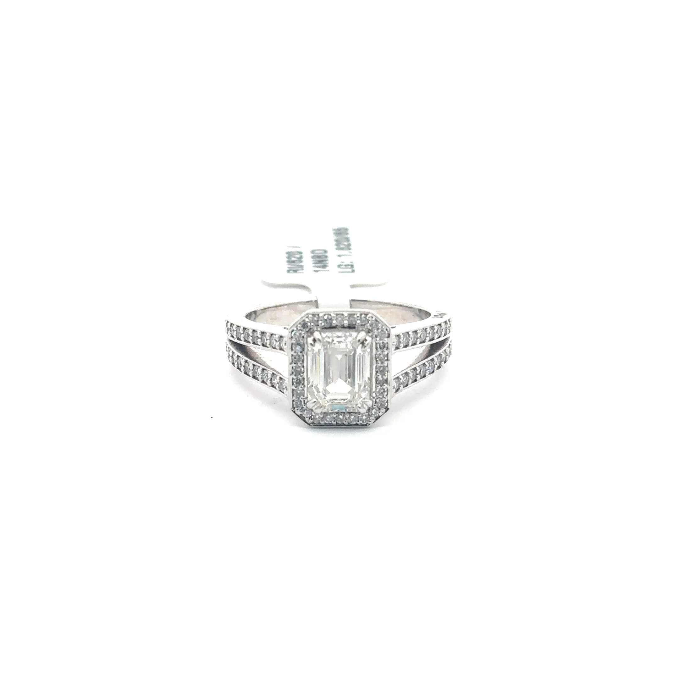 White Gold Multistone Ring with Emerald Cut Diamond 2