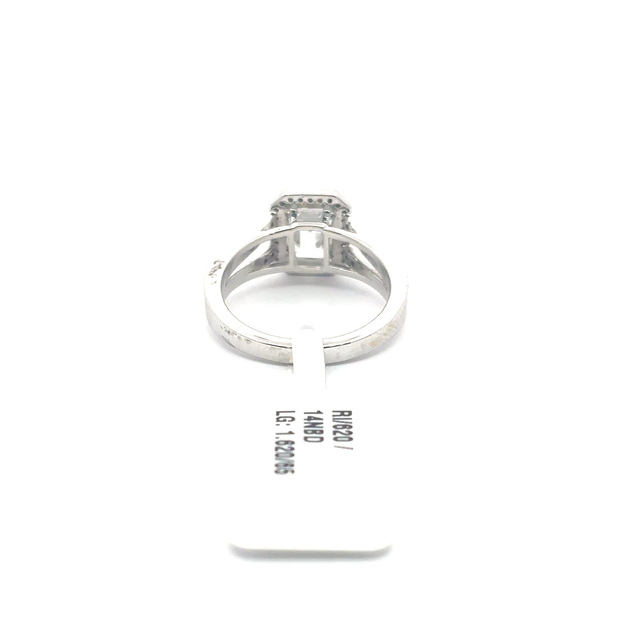 White Gold Multistone Ring with Emerald Cut Diamond 4