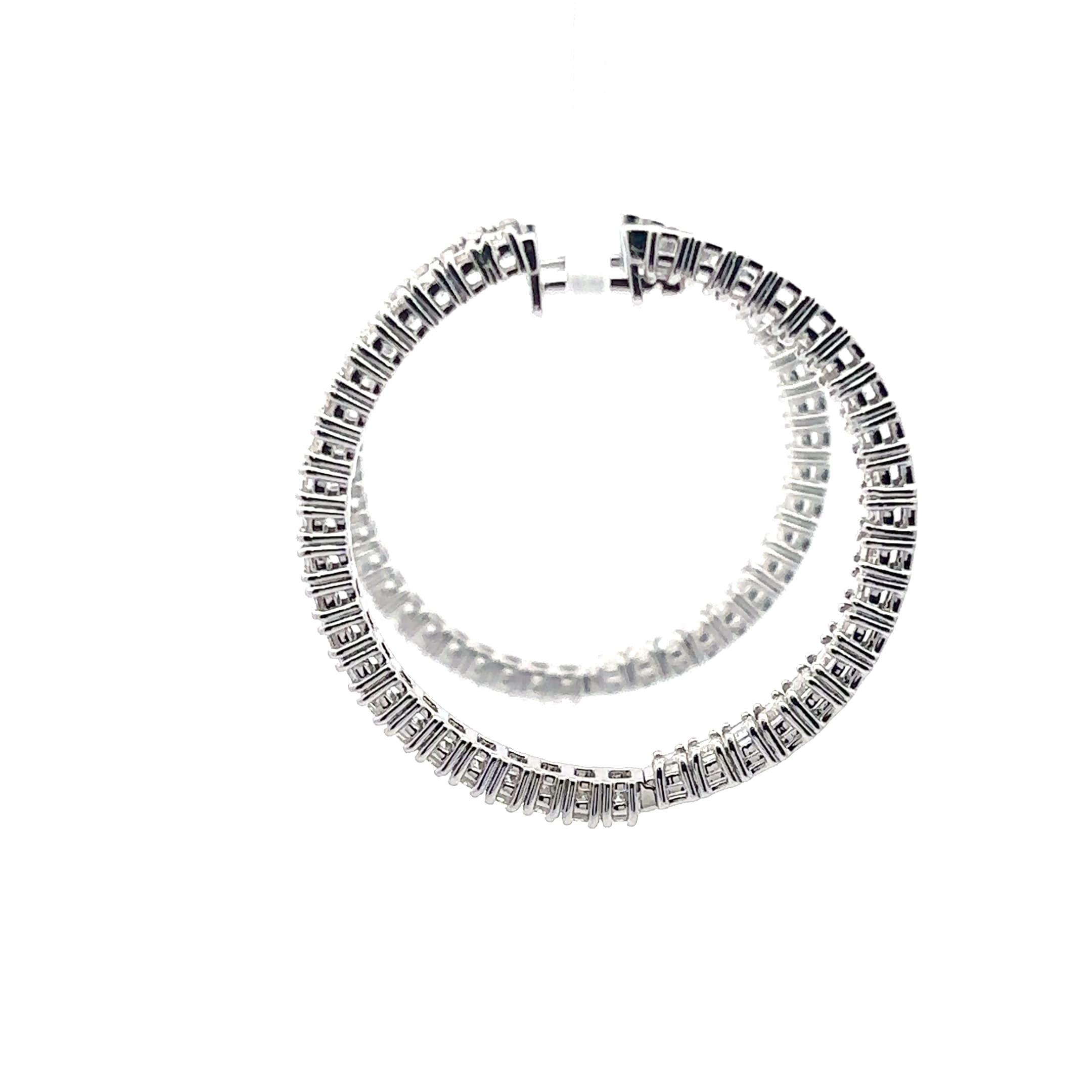 White Gold Hoop Earrings with Emerald Cut Diamonds. -10g 3