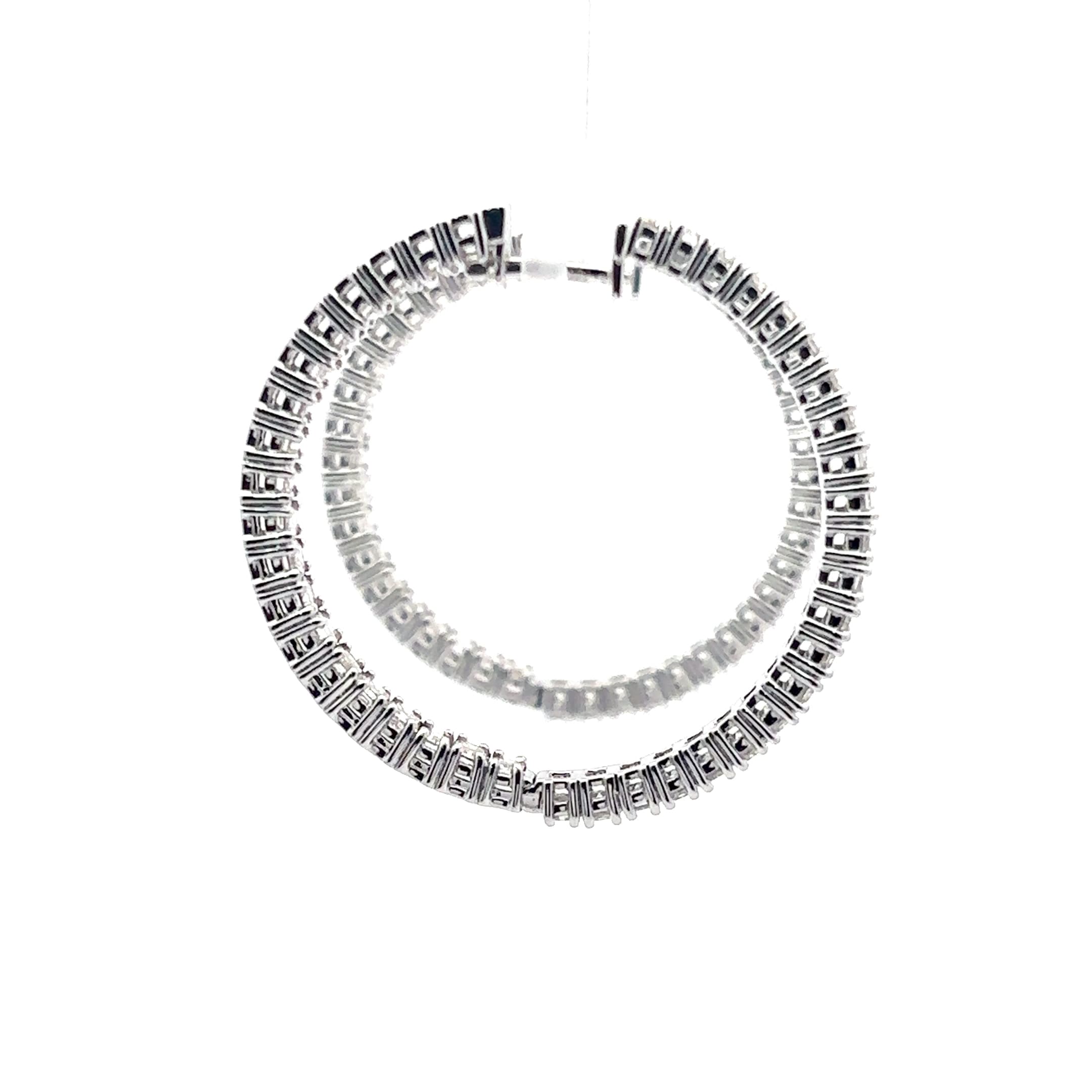 White Gold Hoop Earrings with Emerald Cut Diamonds. -10g 5