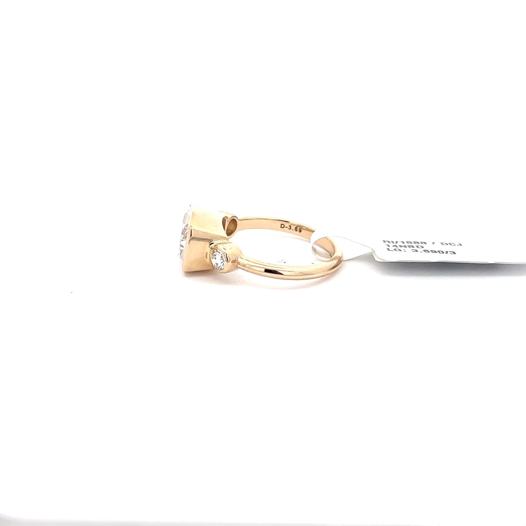 Cushion Cut Diamond Three-Stone Ring in Yellow Gold 3