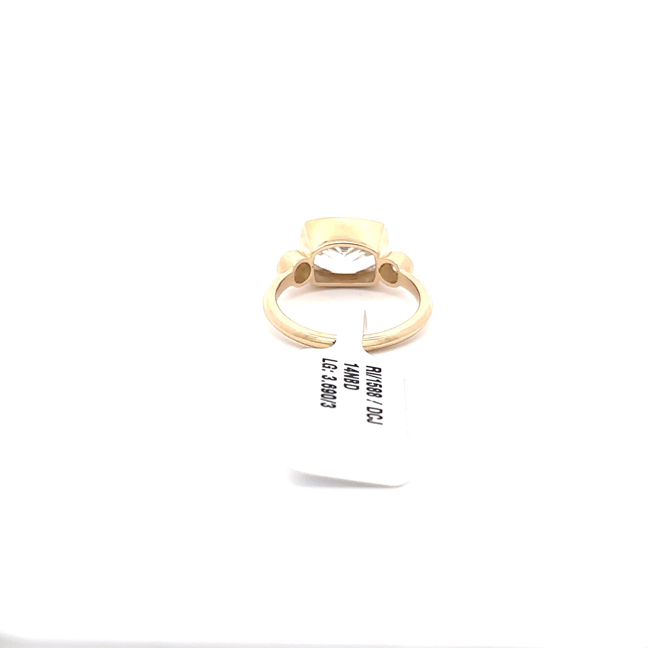 Cushion Cut Diamond Three-Stone Ring in Yellow Gold 4