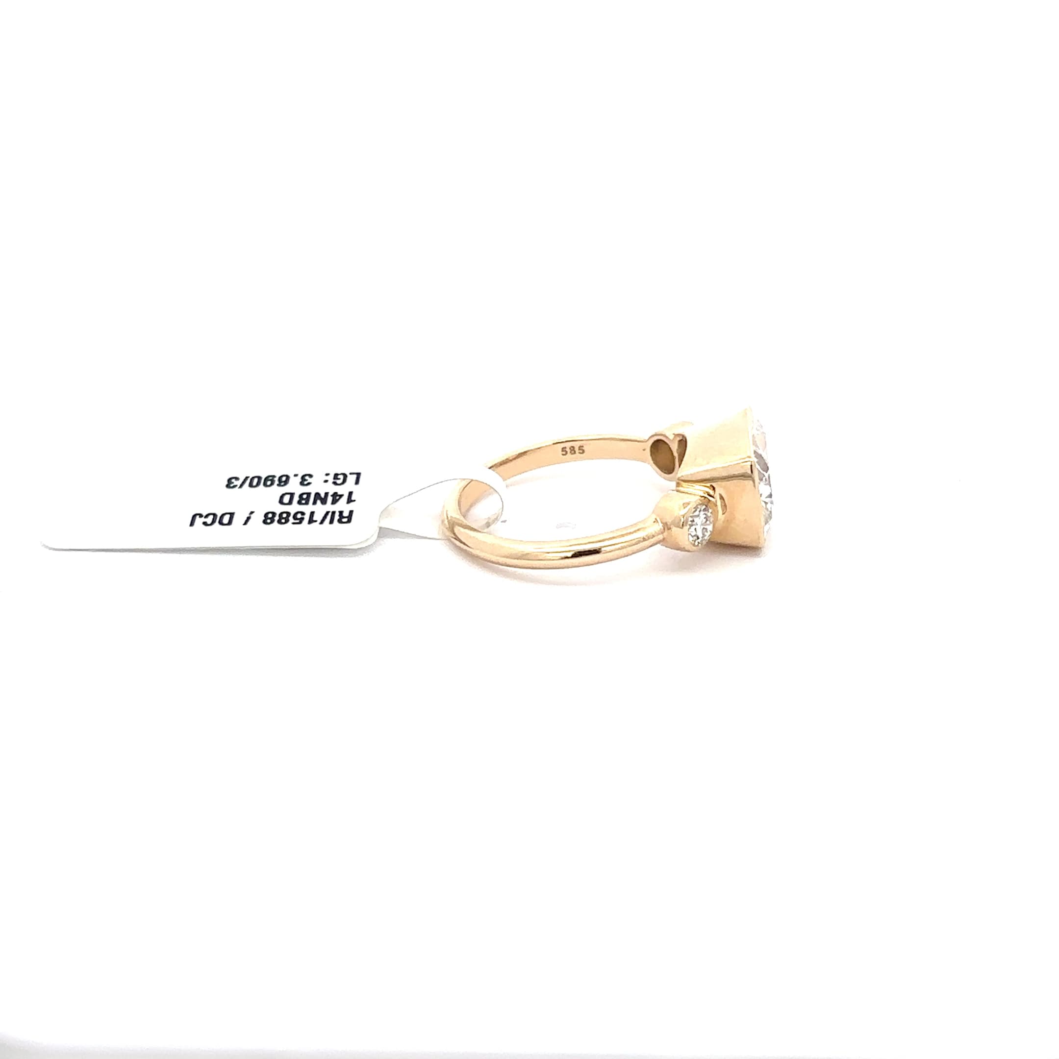 Cushion Cut Diamond Three-Stone Ring in Yellow Gold 5