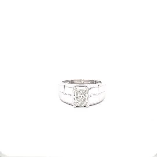 White Gold Diamond Emerald Cut Multistone Ring
