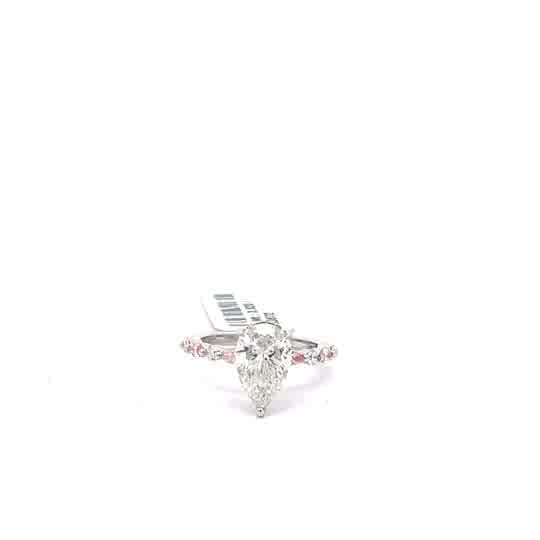 White Gold Multistone Ring with Pear Cut Diamond