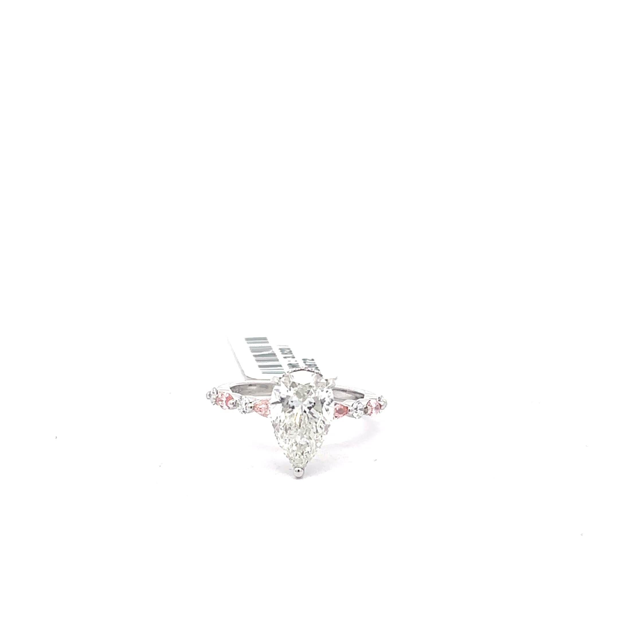 White Gold Multistone Ring with Pear Cut Diamond 2
