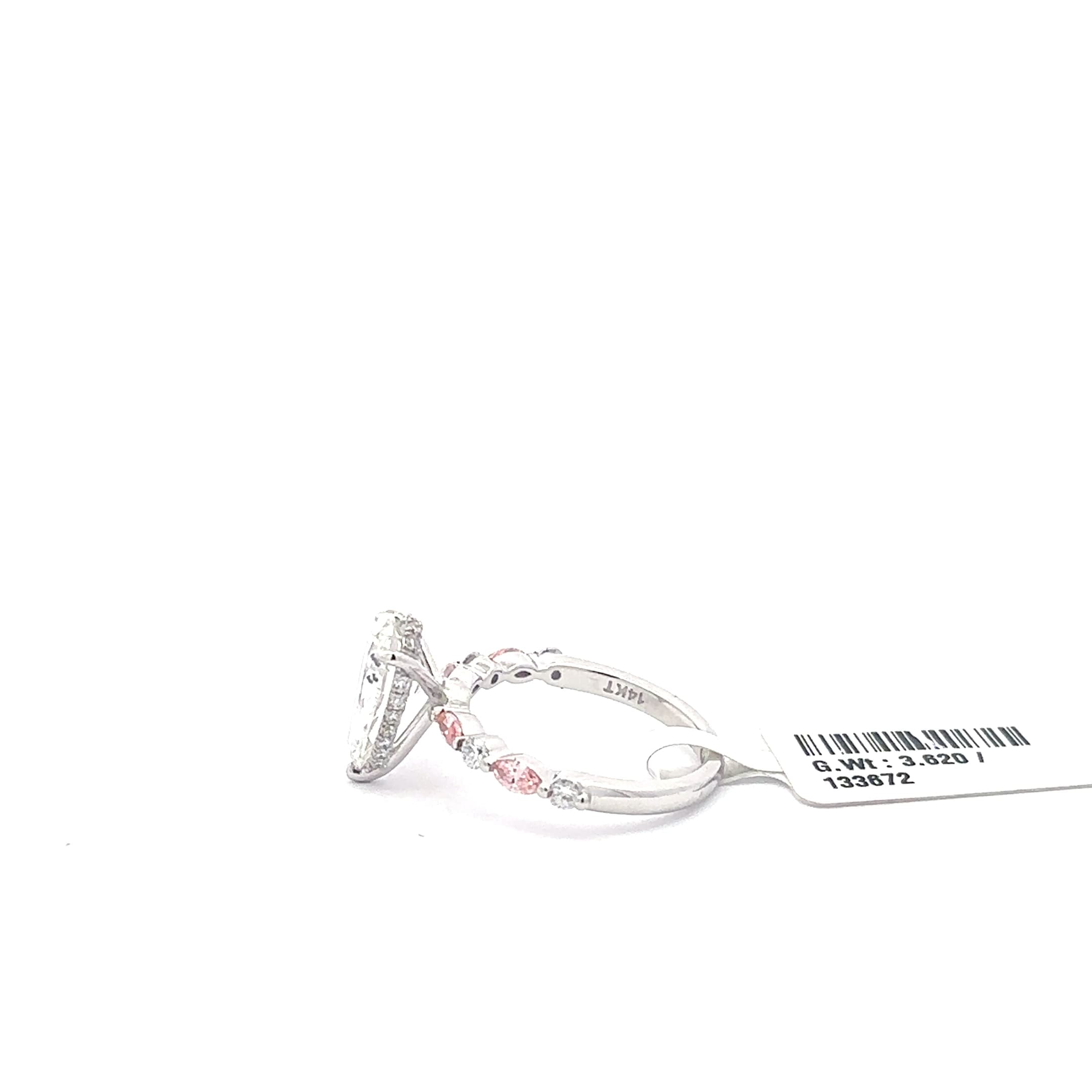 White Gold Multistone Ring with Pear Cut Diamond 3