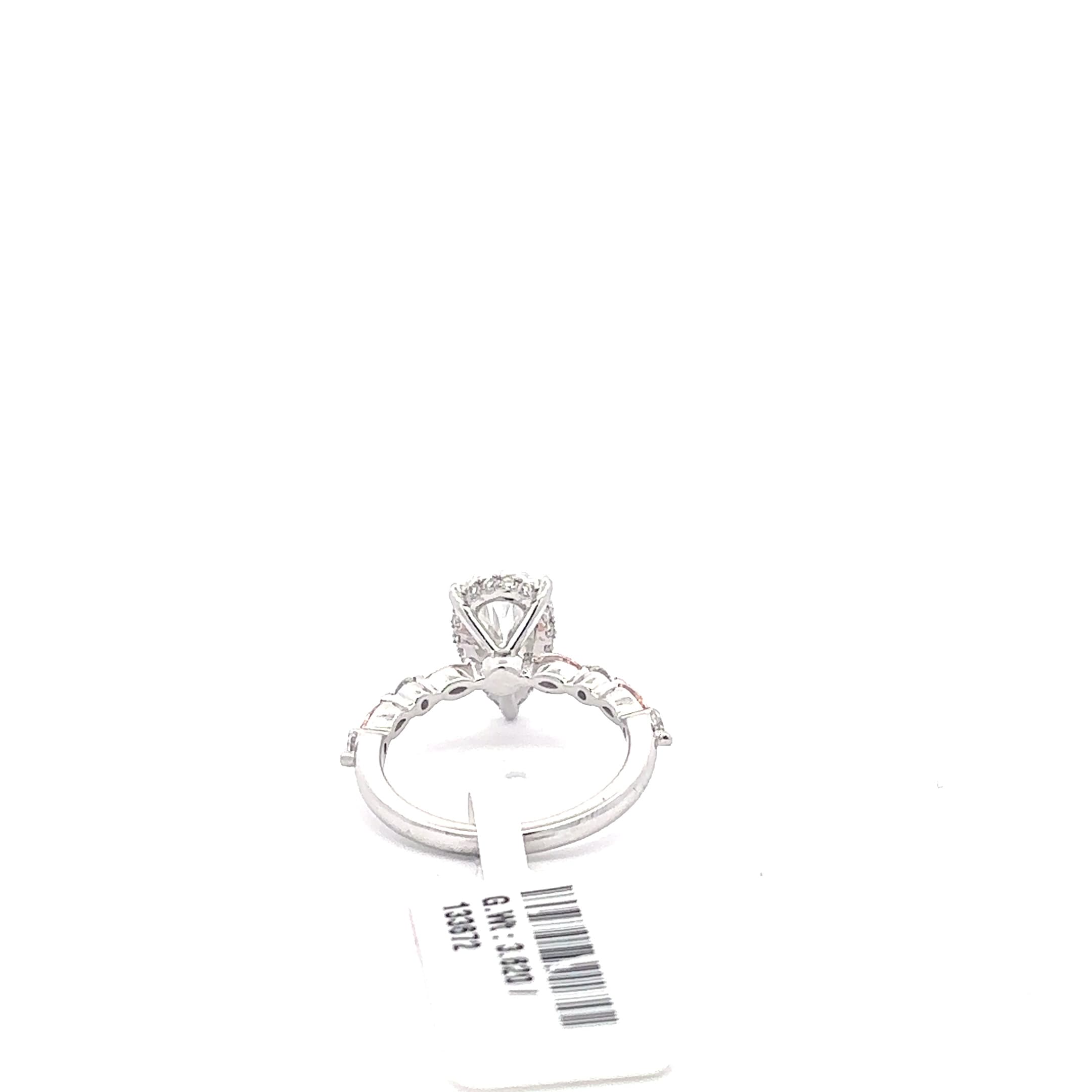 White Gold Multistone Ring with Pear Cut Diamond 4